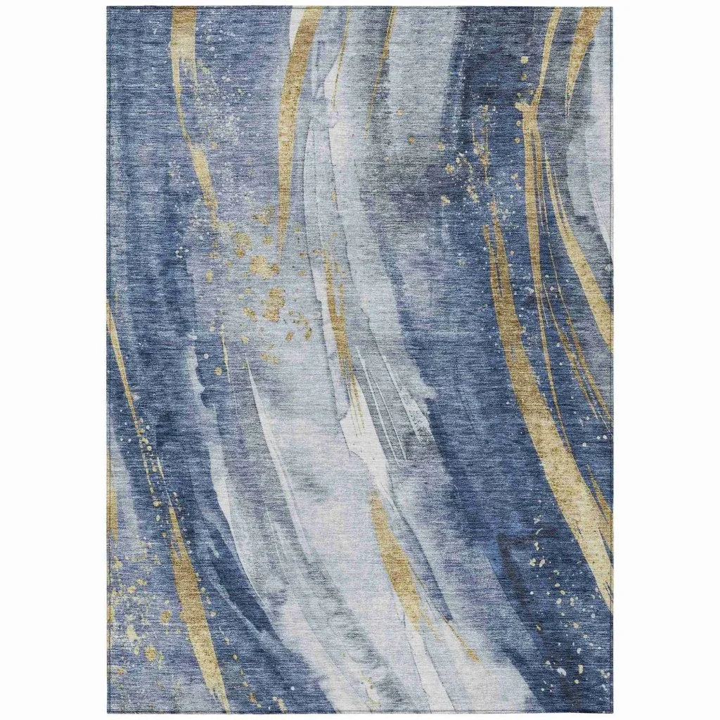 LOOMLAN Rugs Braeon Blue Washable Indoor-Outdoor Rug