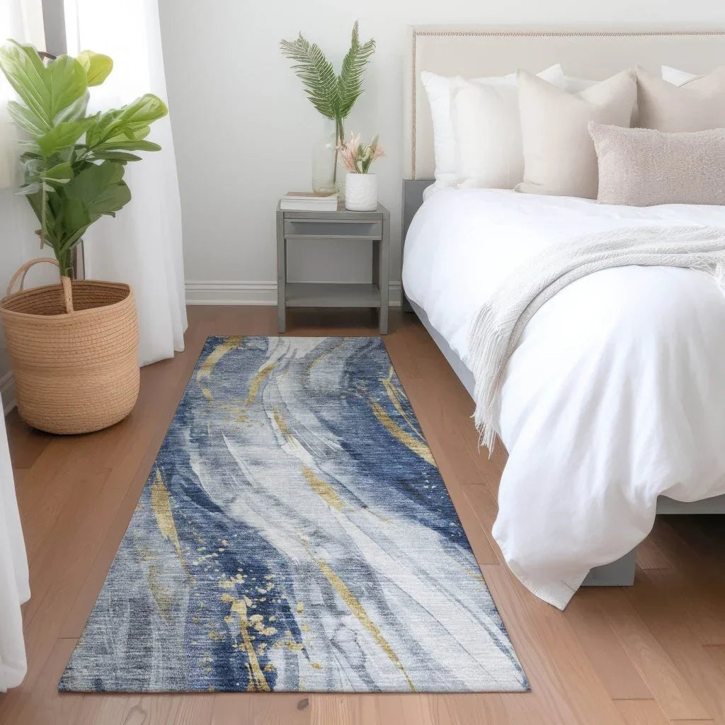 LOOMLAN Rugs Braeon Blue Washable Indoor-Outdoor Rug
