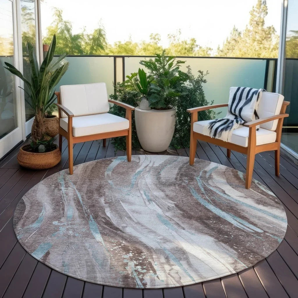 LOOMLAN Rugs Braeon Brown Washable Indoor-Outdoor Rug
