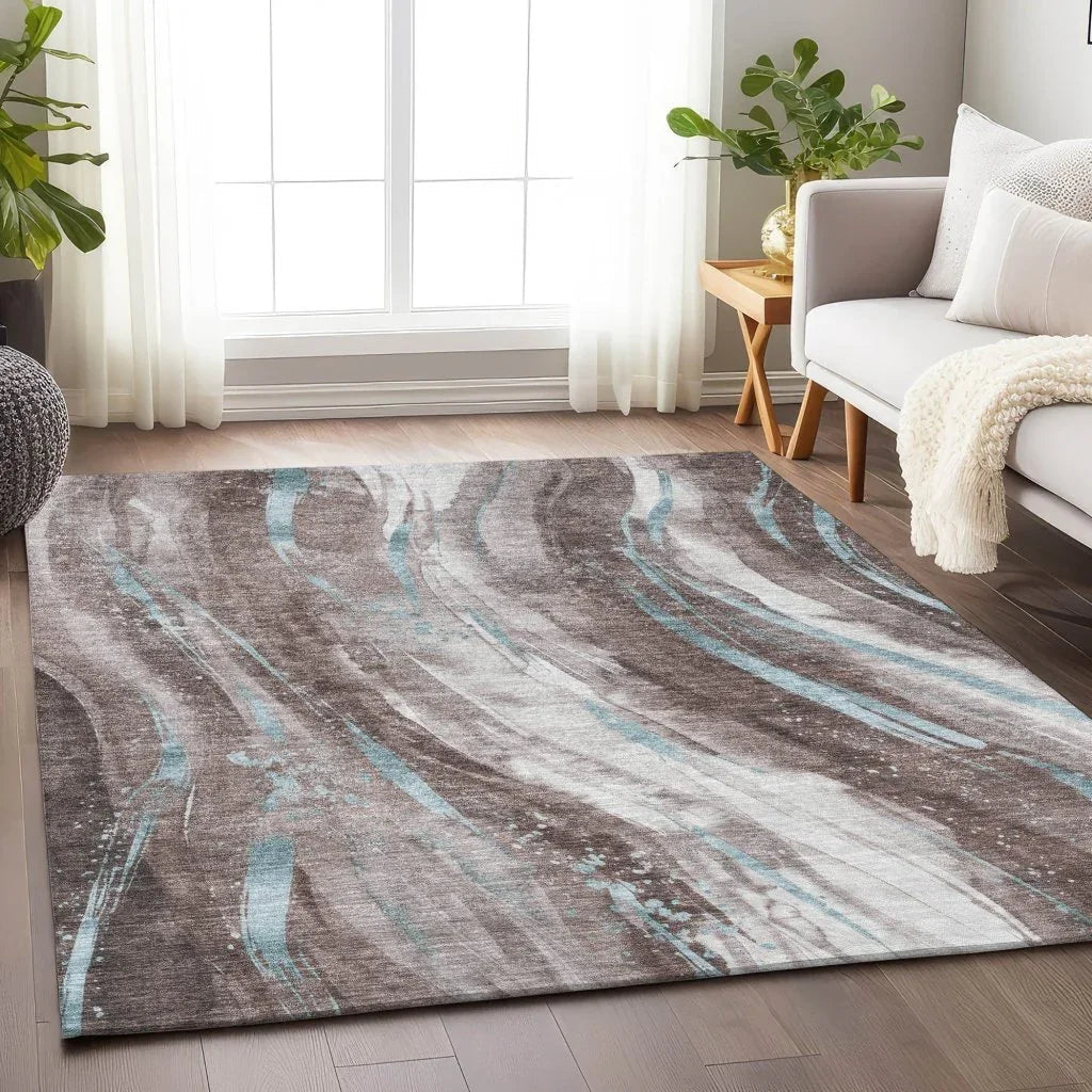 LOOMLAN Rugs Braeon Brown Washable Indoor-Outdoor Rug