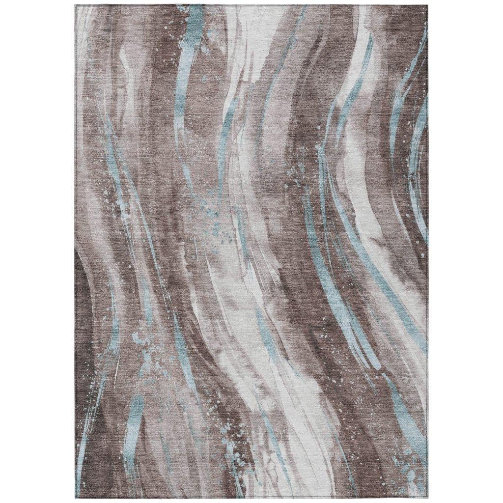 LOOMLAN Rugs Braeon Brown Washable Indoor-Outdoor Rug