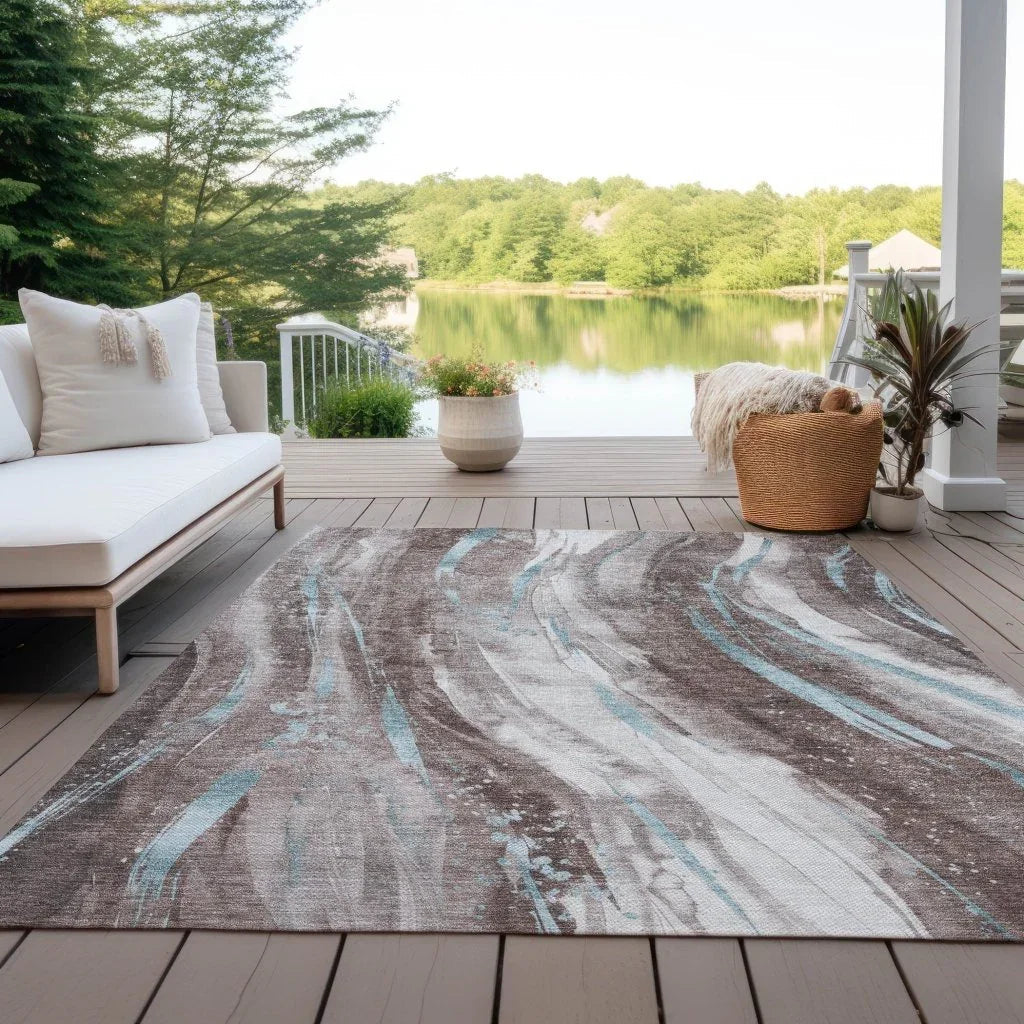 LOOMLAN Rugs Braeon Brown Washable Indoor-Outdoor Rug