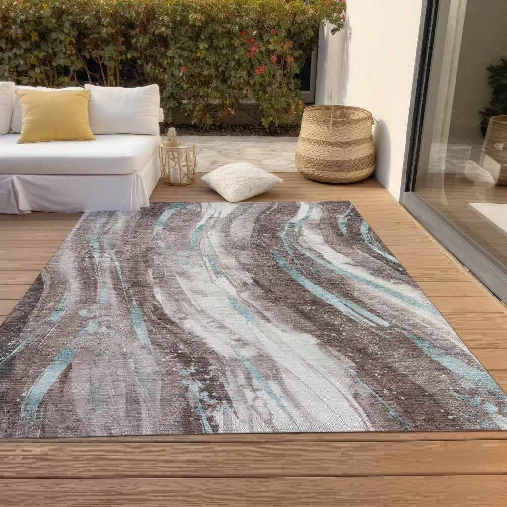 LOOMLAN Rugs Braeon Brown Washable Indoor-Outdoor Rug