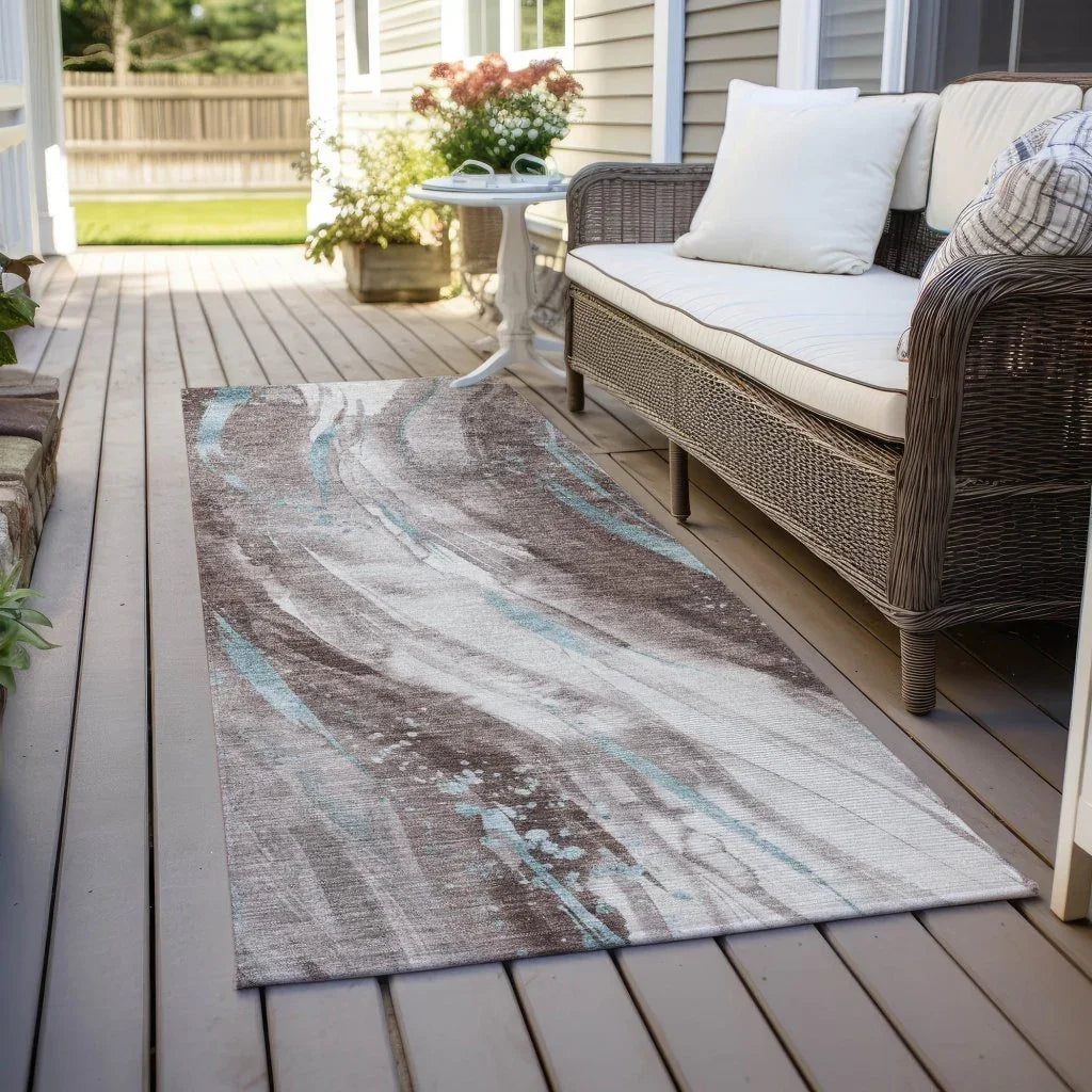 LOOMLAN Rugs Braeon Brown Washable Indoor-Outdoor Rug