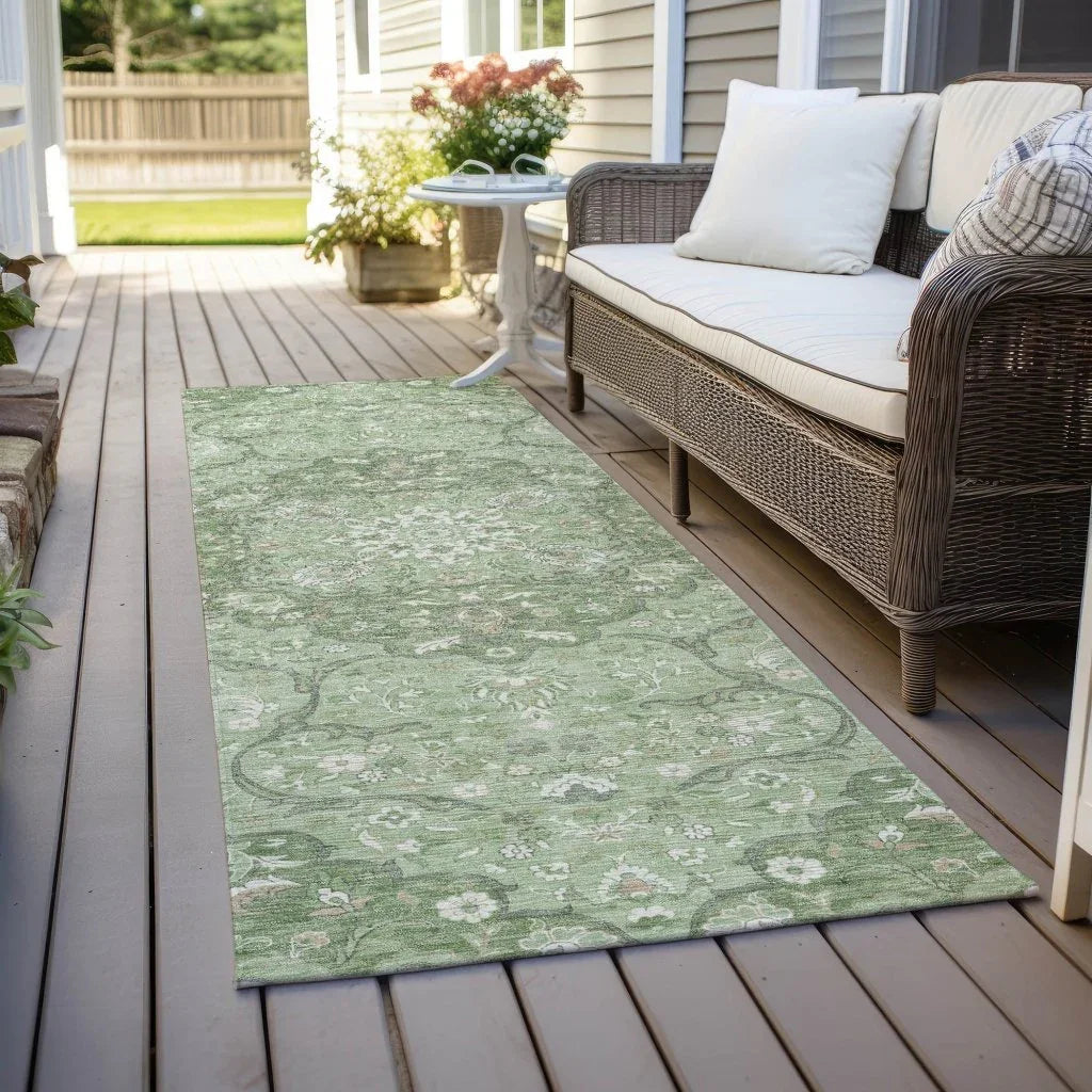 LOOMLAN Rugs Braeor Green Washable Indoor-Outdoor Rug