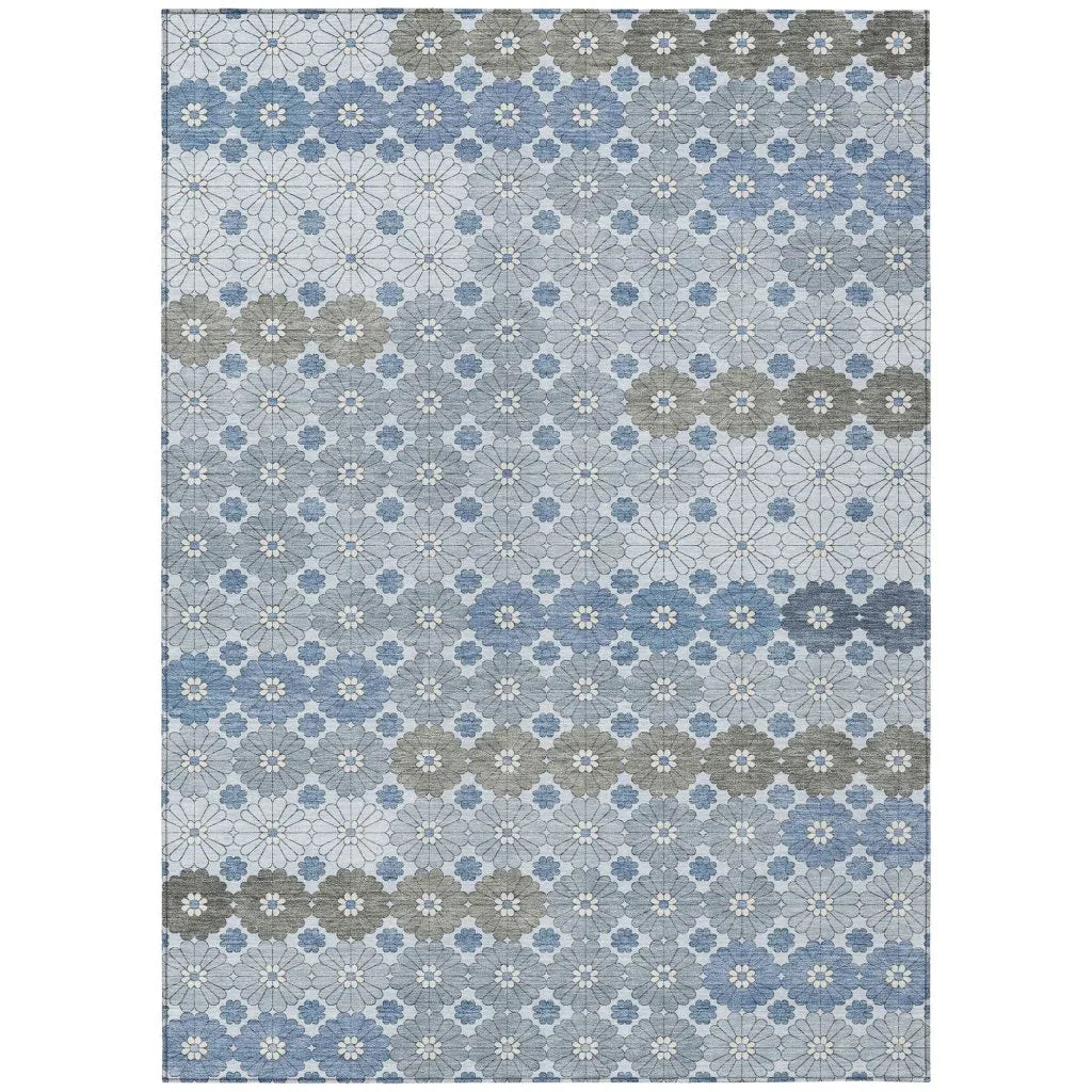 LOOMLAN Rugs Braeyn Blue Washable Indoor-Outdoor Rug