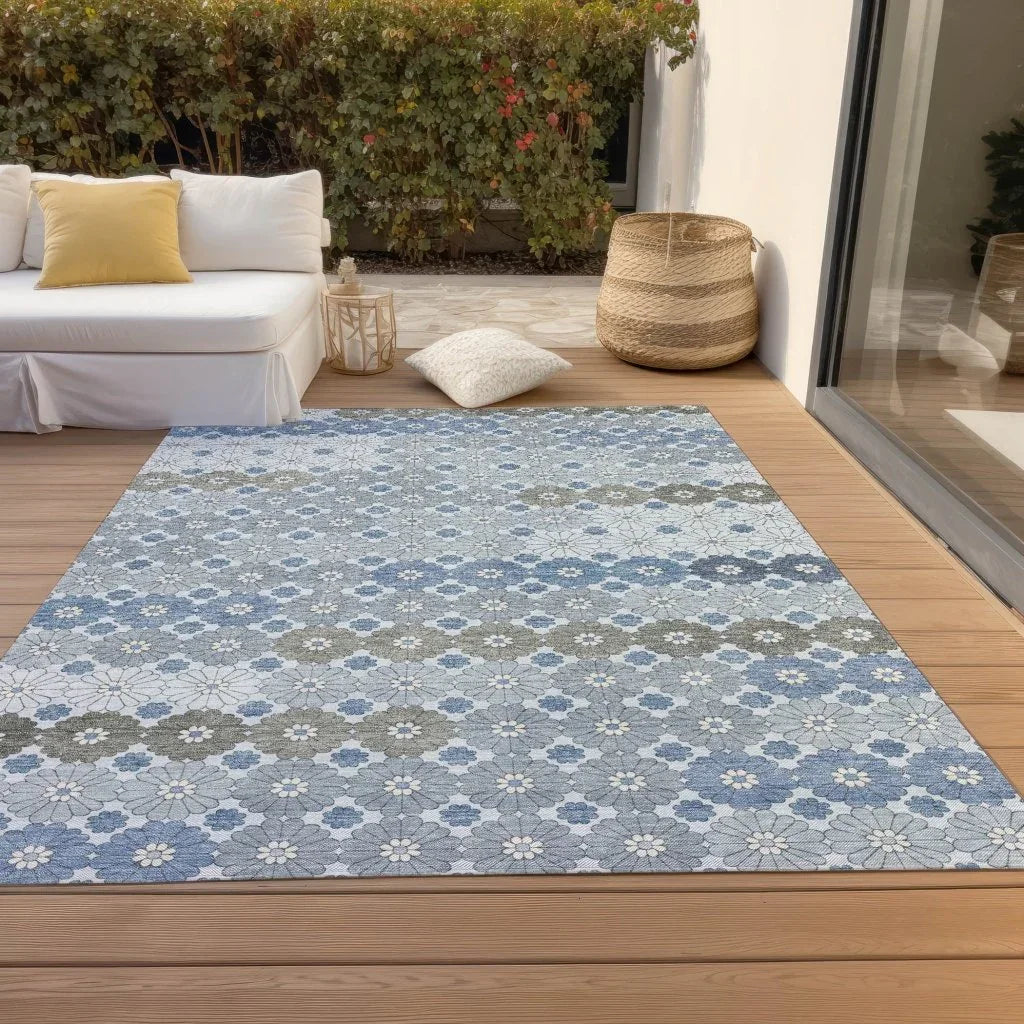 LOOMLAN Rugs Braeyn Blue Washable Indoor-Outdoor Rug