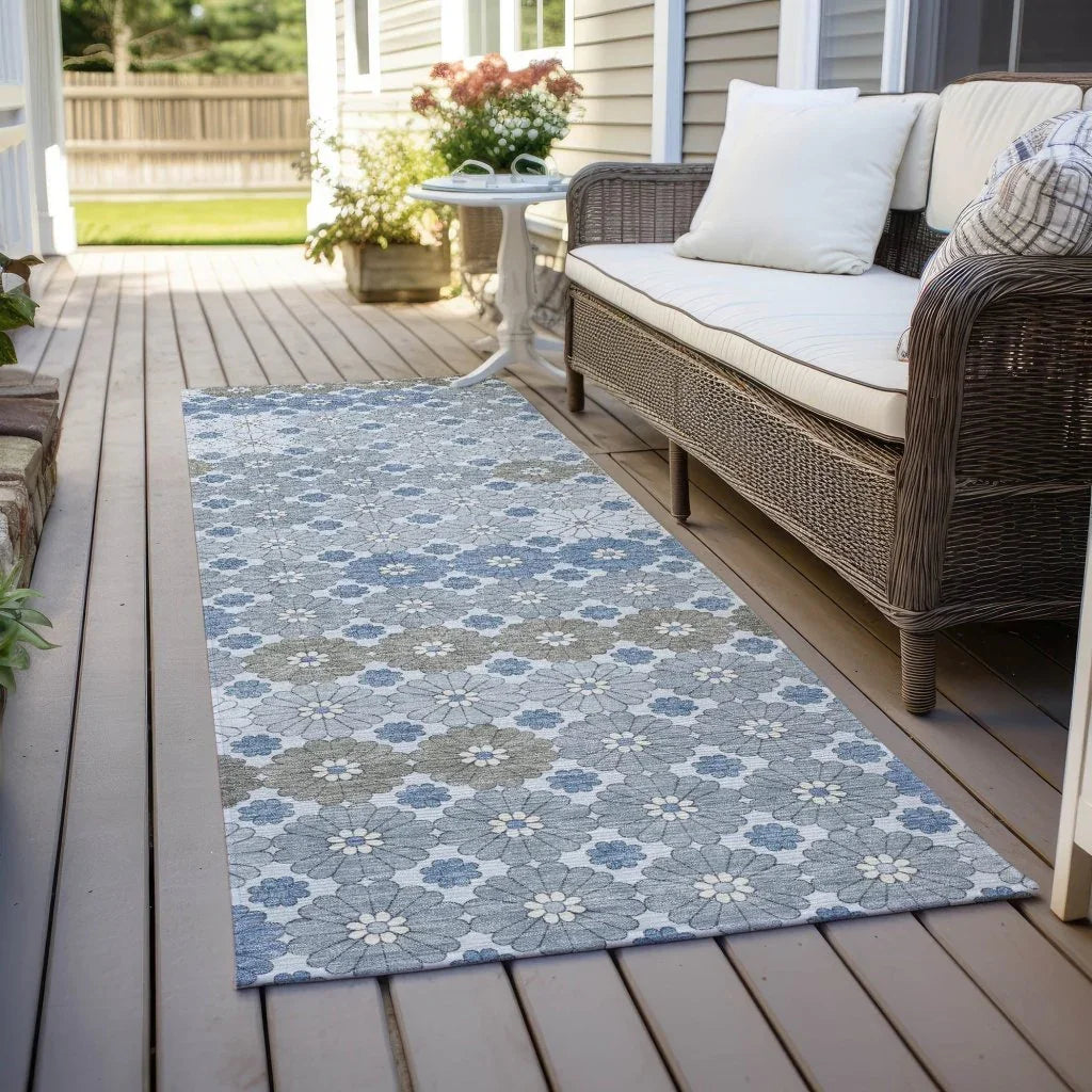 LOOMLAN Rugs Braeyn Blue Washable Indoor-Outdoor Rug