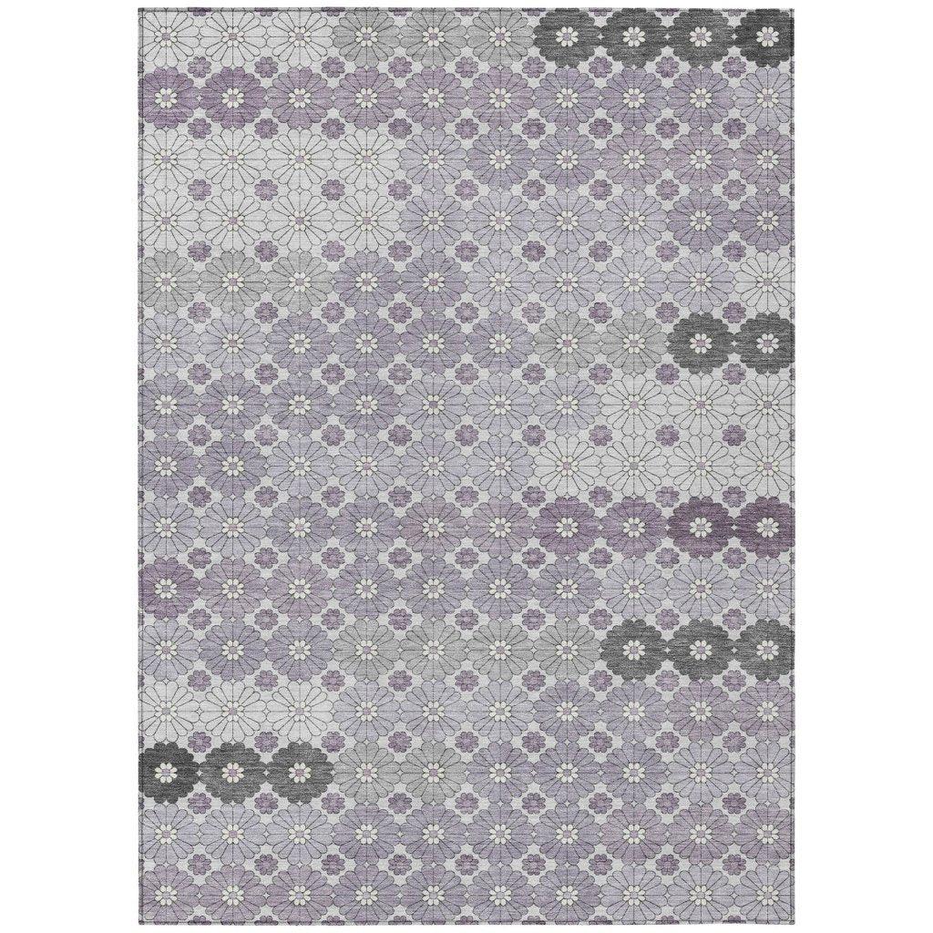 LOOMLAN Rugs Braeyn Purple Washable Indoor-Outdoor Rug