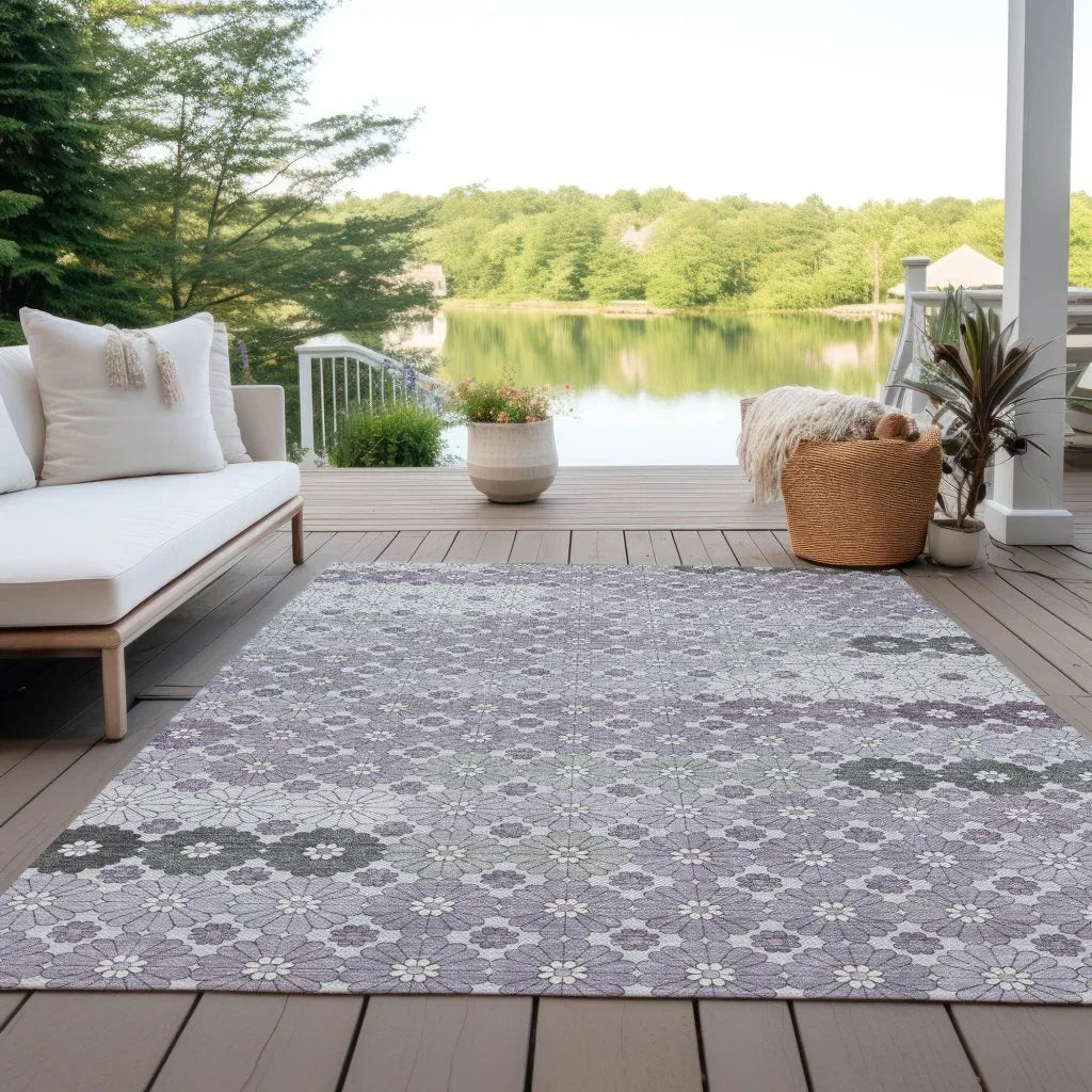 LOOMLAN Rugs Braeyn Purple Washable Indoor-Outdoor Rug