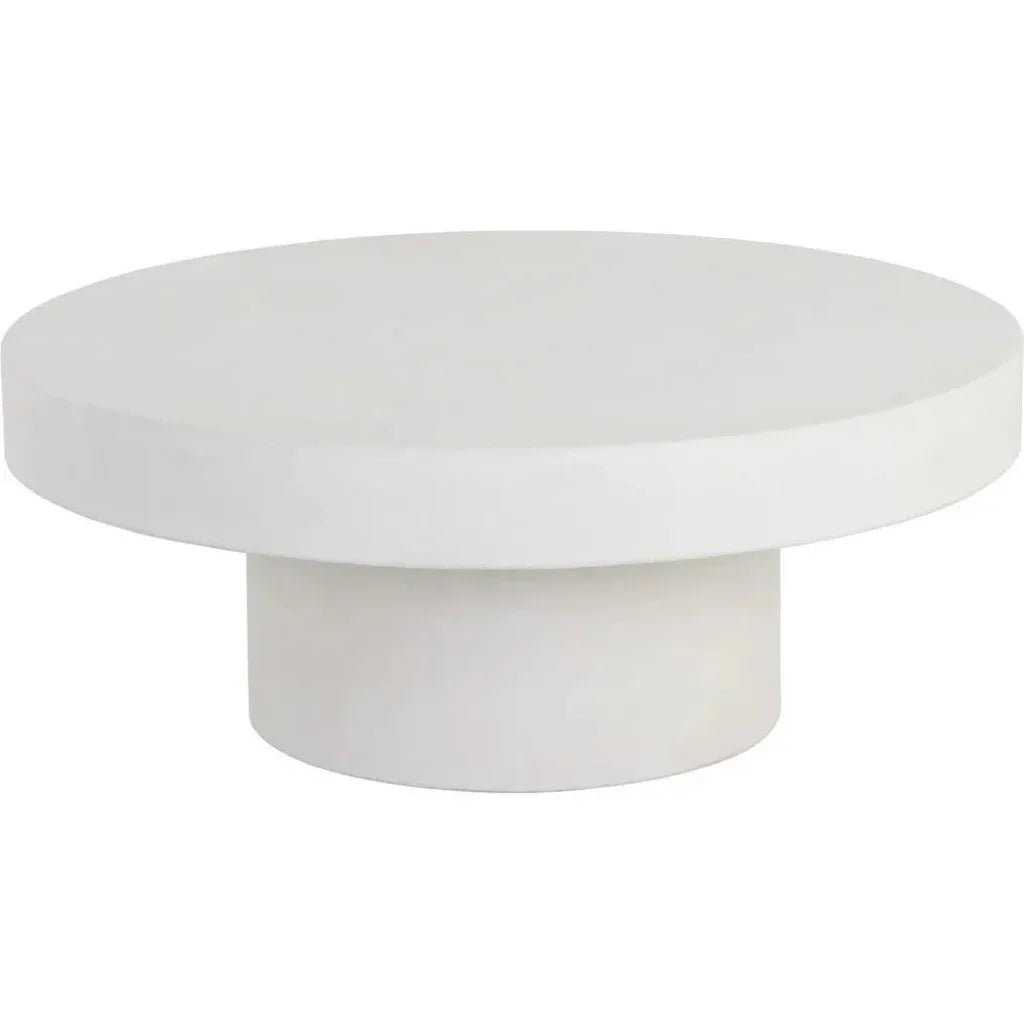 Brando Concrete Outdoor Round Coffee Table-Outdoor Coffee Tables-SUNPAN-White-LOOMLAN