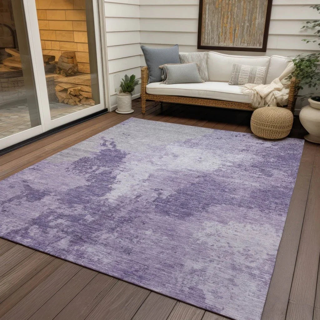 LOOMLAN Rugs Bravari Purple Washable Indoor-Outdoor Rug