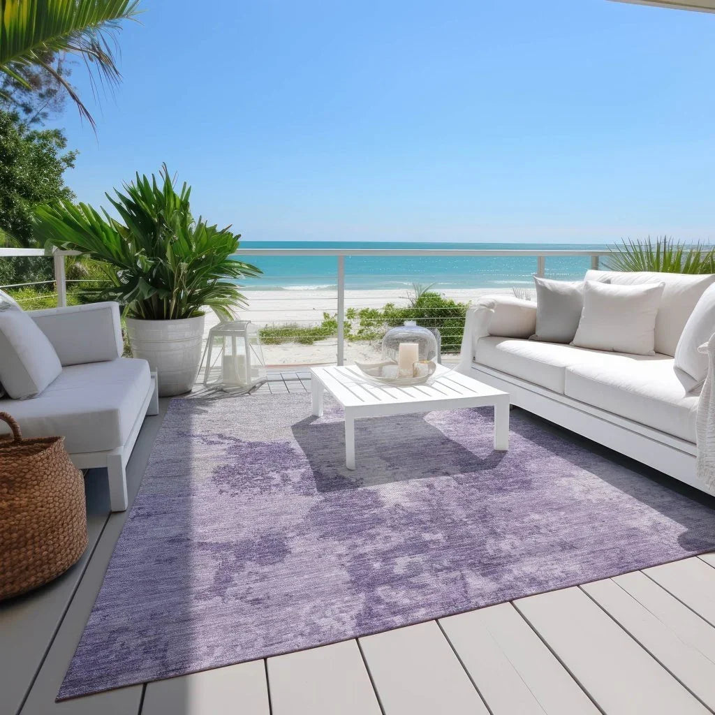LOOMLAN Rugs Bravari Purple Washable Indoor-Outdoor Rug