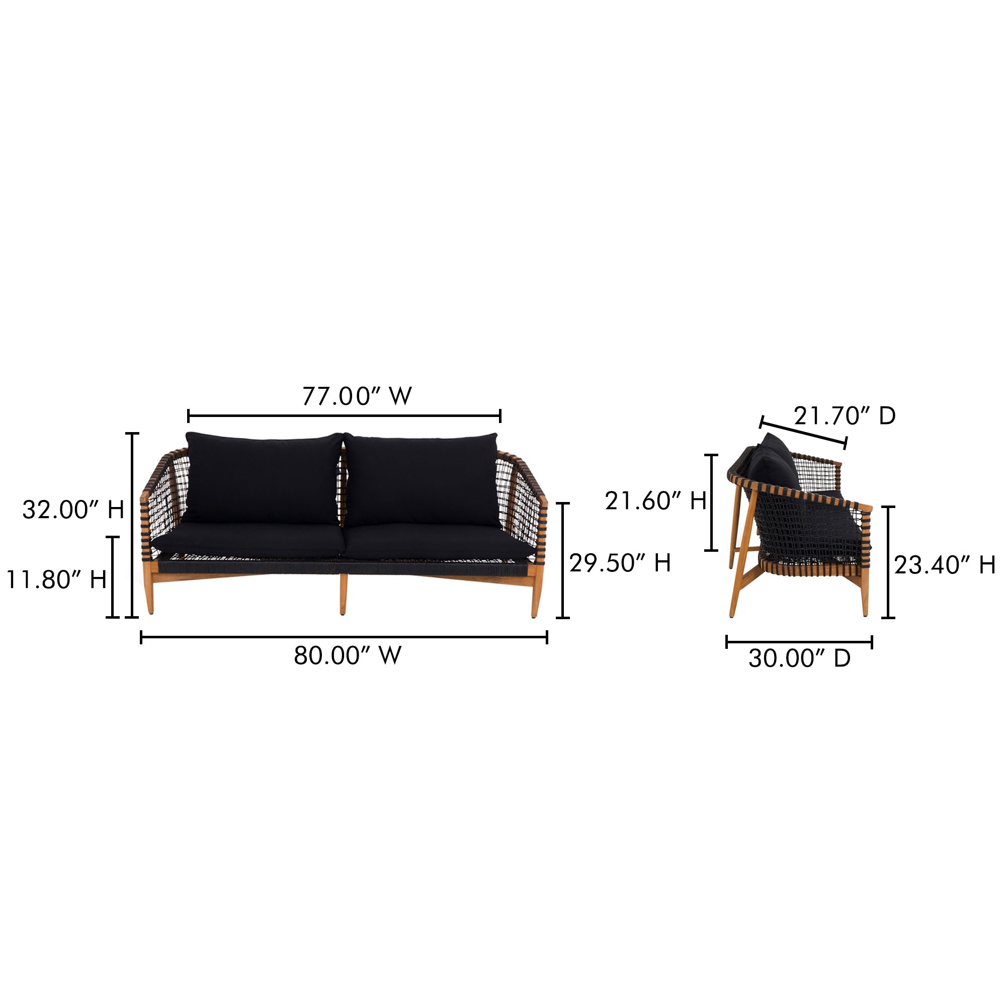 Kuna Solid Teak Frame Outdoor Sofa