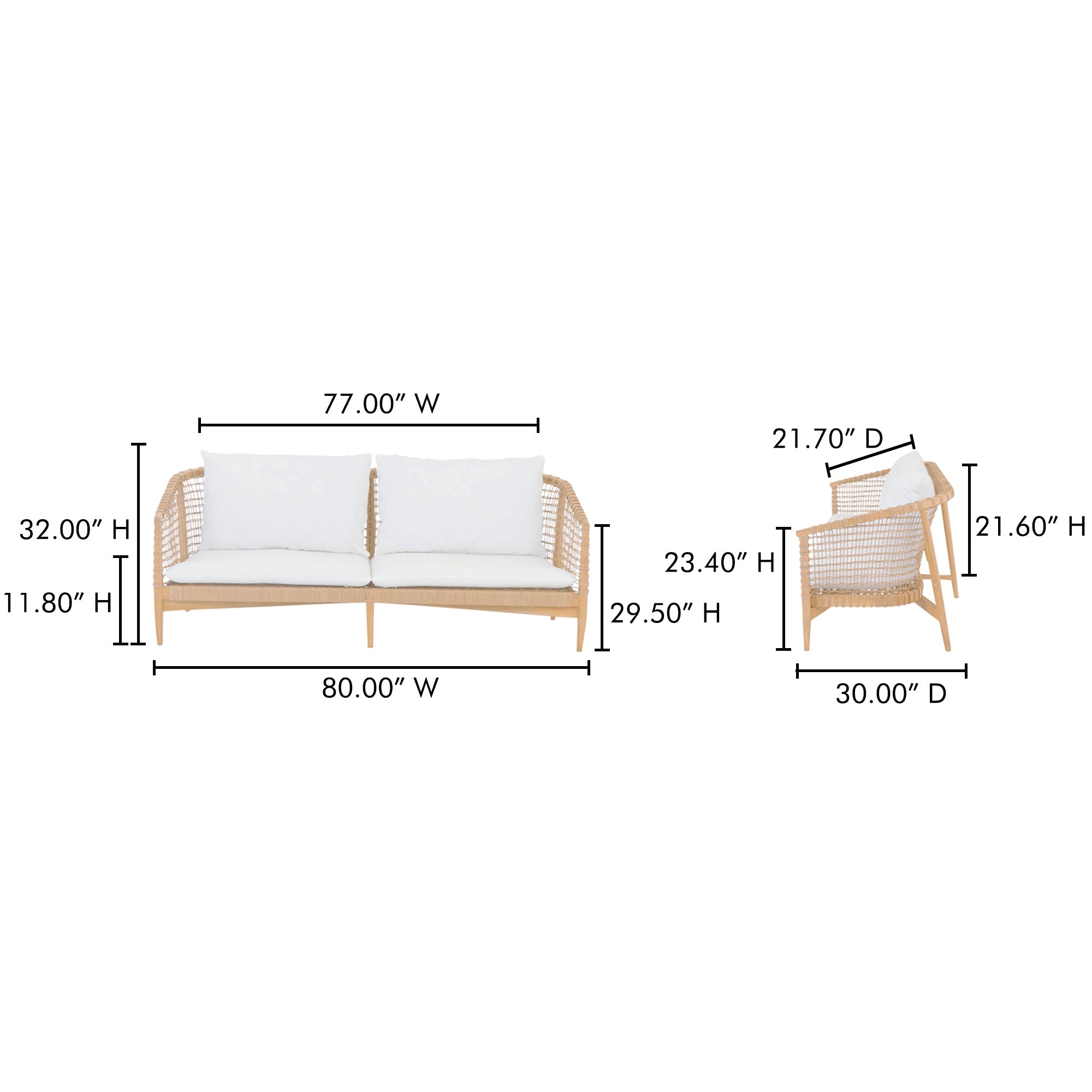 Kuna Solid Teak Frame Outdoor Sofa