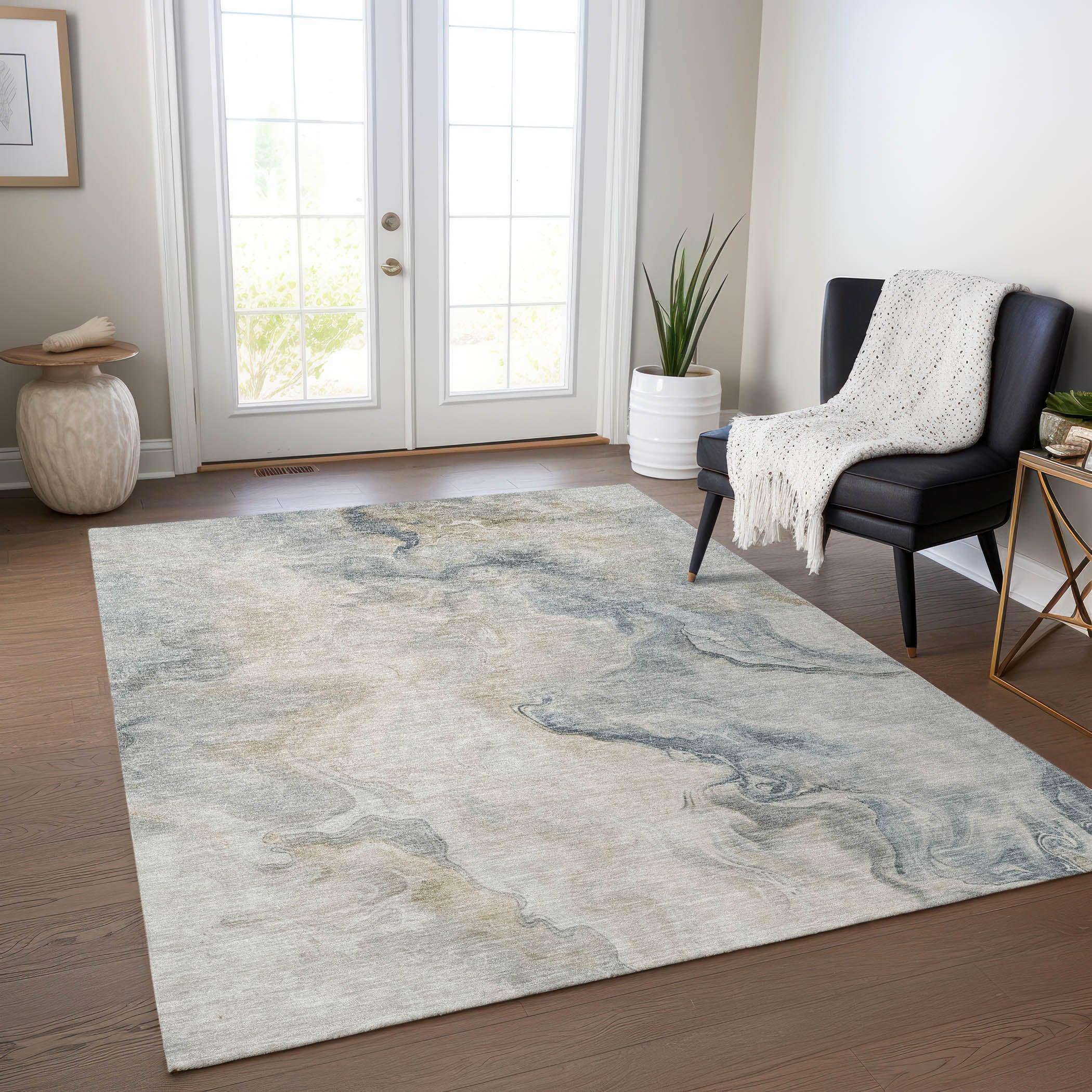 LOOMLAN Rugs Caelanor Brown Washable Indoor-Outdoor Rug