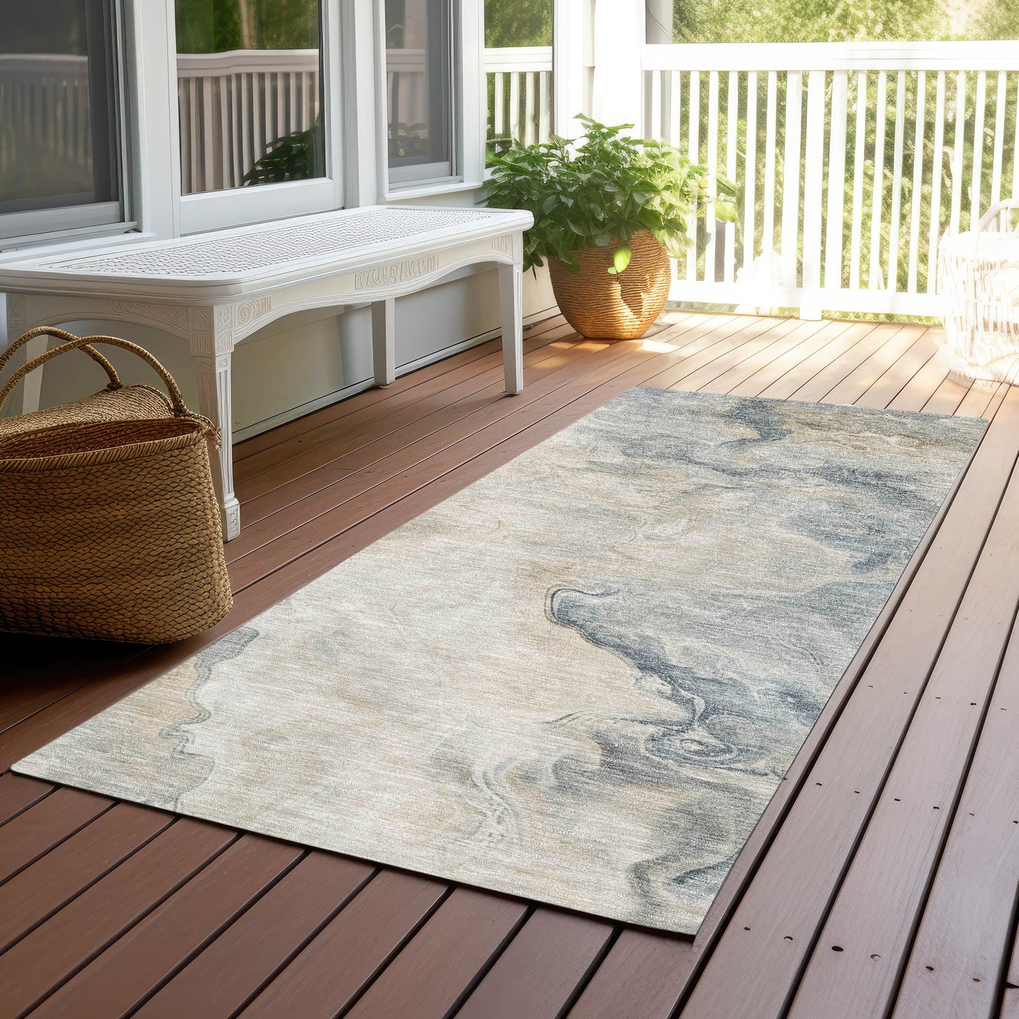 LOOMLAN Rugs Caelanor Brown Washable Indoor-Outdoor Rug