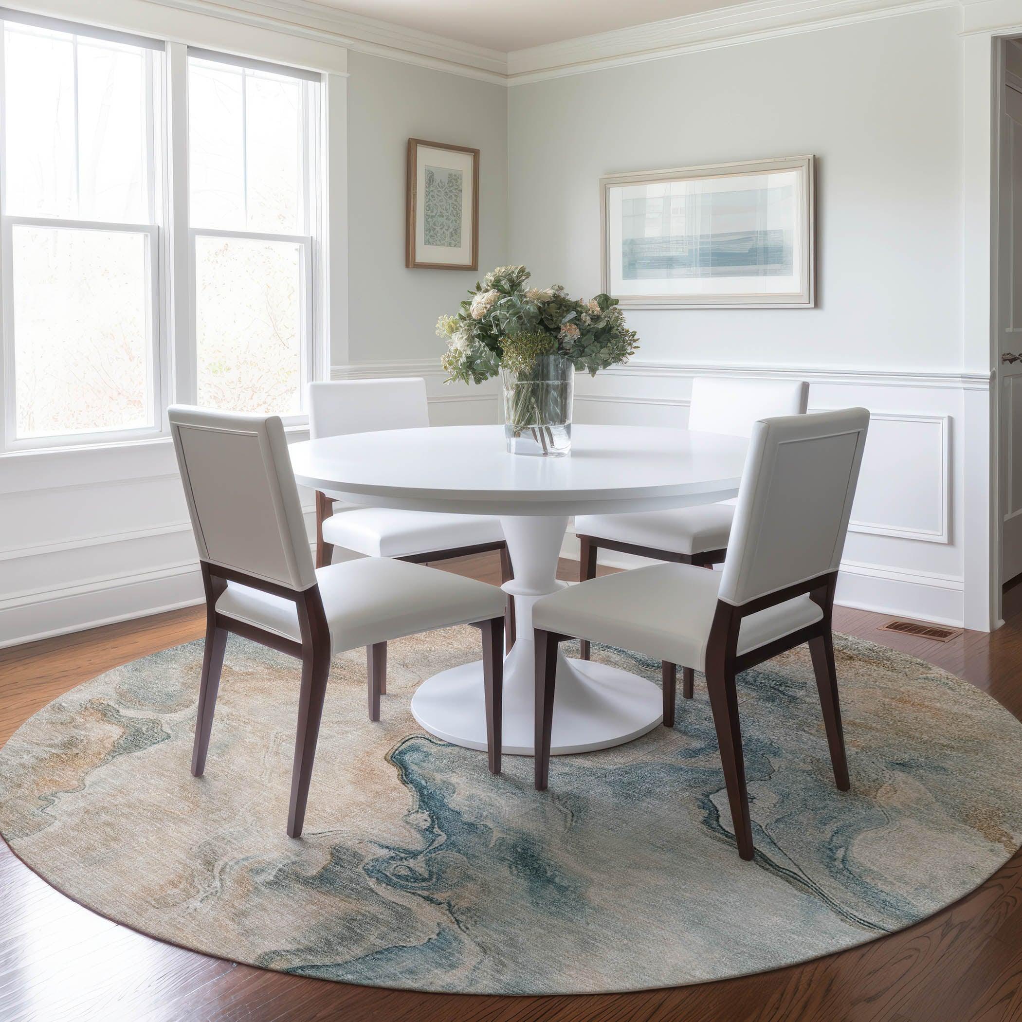 LOOMLAN Rugs Caelanor Teal Washable Indoor-Outdoor Rug