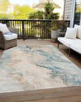 LOOMLAN Rugs Caelanor Teal Washable Indoor-Outdoor Rug