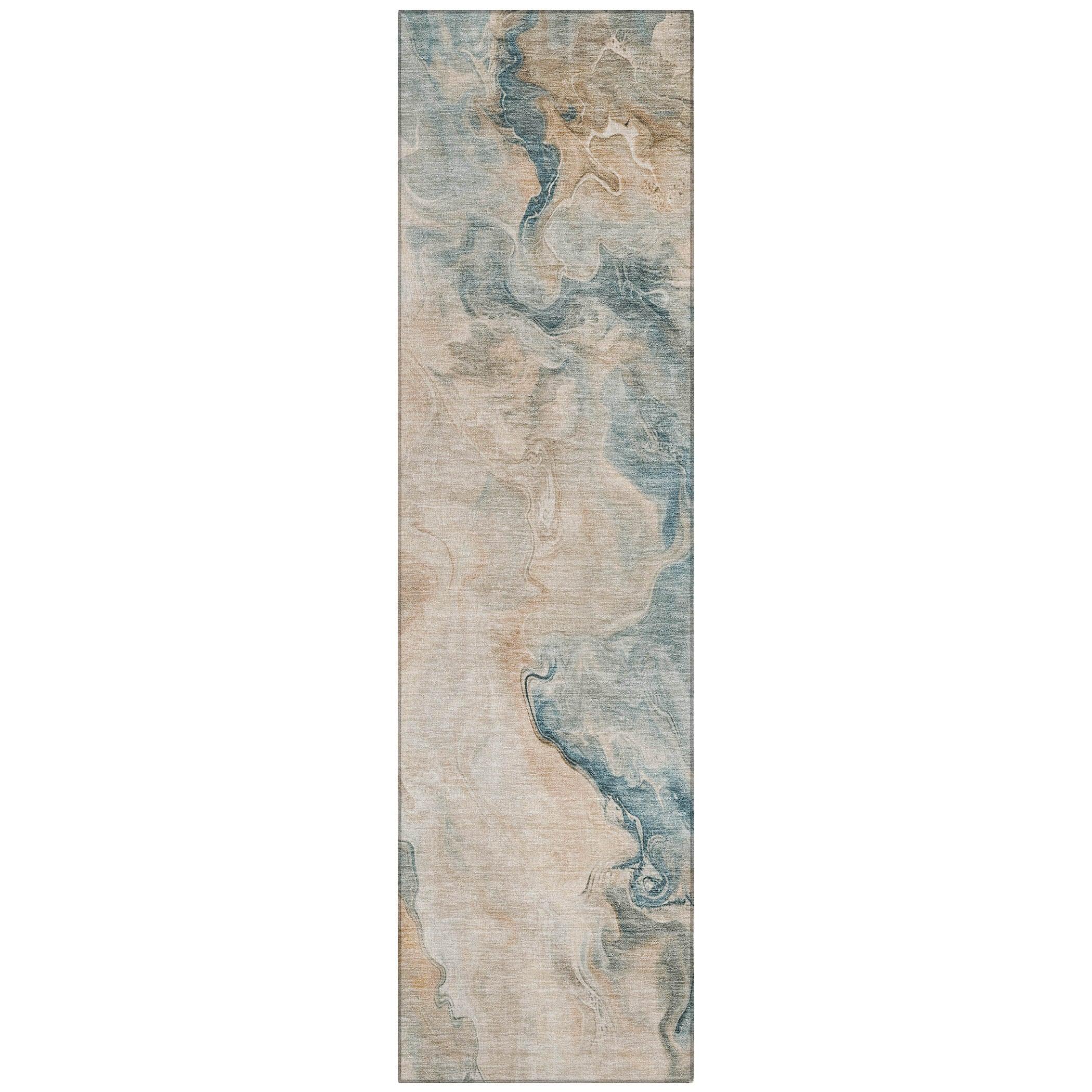 LOOMLAN Rugs Caelanor Teal Washable Indoor-Outdoor Rug