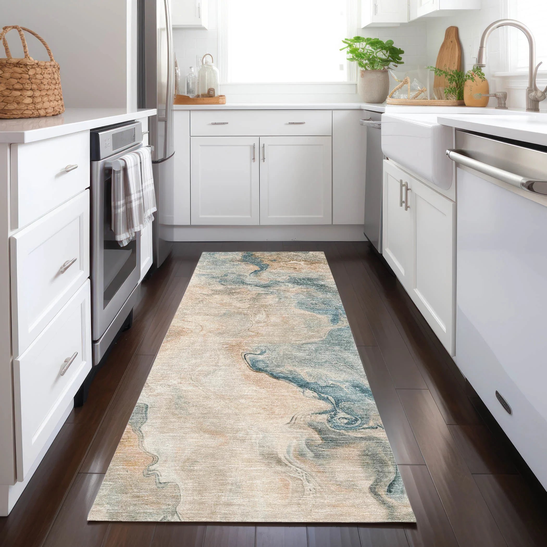 LOOMLAN Rugs Caelanor Teal Washable Indoor-Outdoor Rug