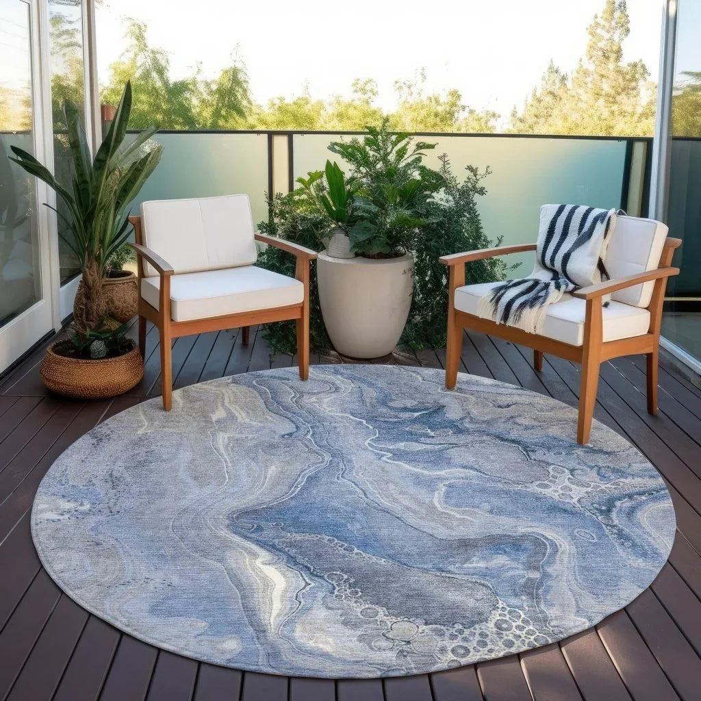 LOOMLAN Rugs Caelara Blue Washable Indoor-Outdoor Rug