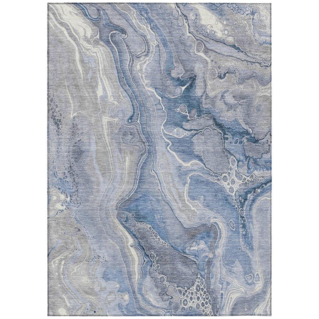 LOOMLAN Rugs Caelara Blue Washable Indoor-Outdoor Rug