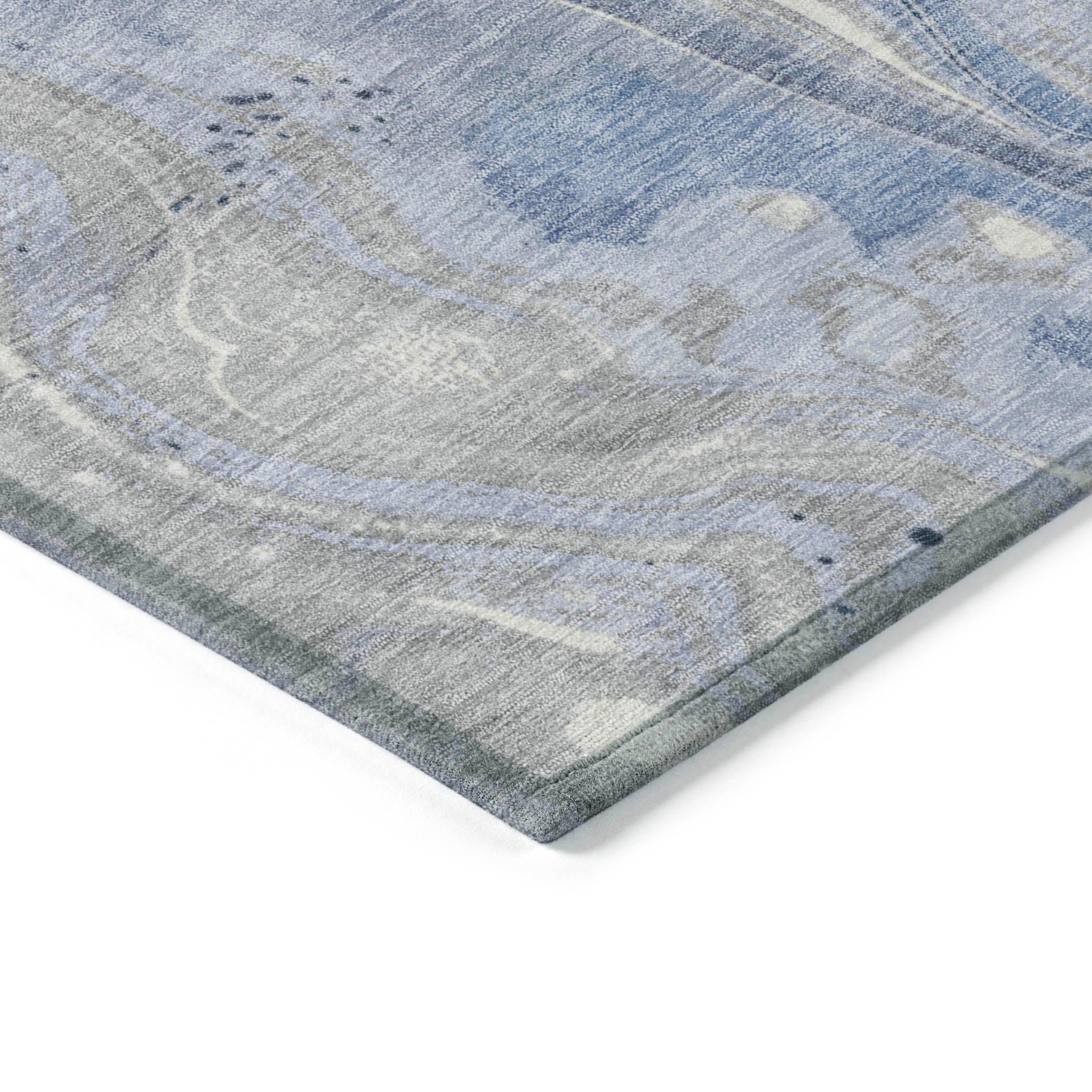 LOOMLAN Rugs Caelara Blue Washable Indoor-Outdoor Rug
