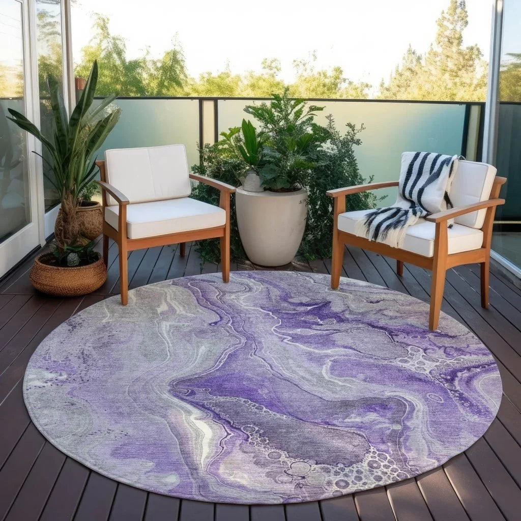LOOMLAN Rugs Caelara Purple Washable Indoor-Outdoor Rug