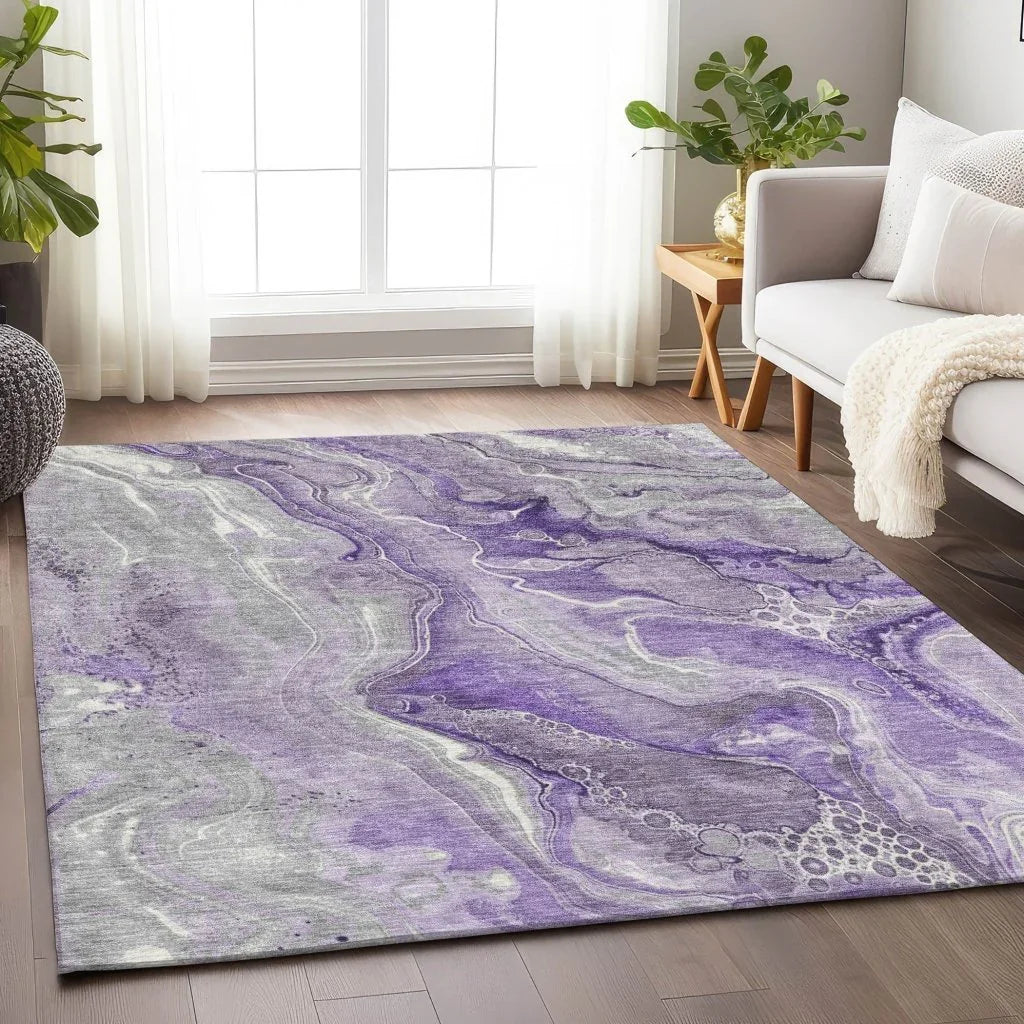 LOOMLAN Rugs Caelara Purple Washable Indoor-Outdoor Rug