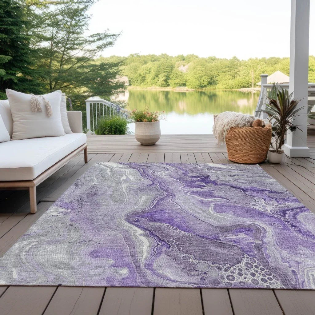 LOOMLAN Rugs Caelara Purple Washable Indoor-Outdoor Rug