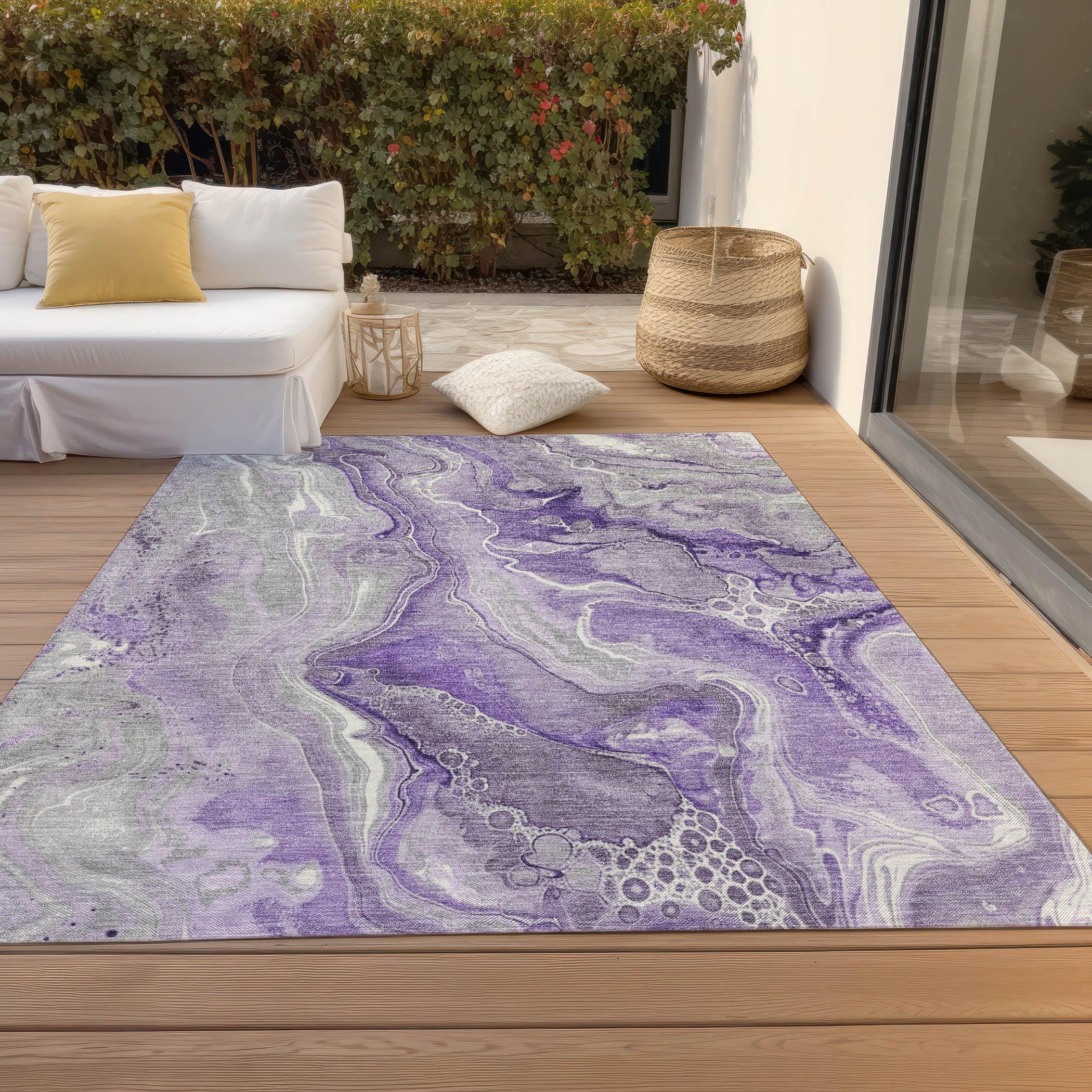 LOOMLAN Rugs Caelara Purple Washable Indoor-Outdoor Rug
