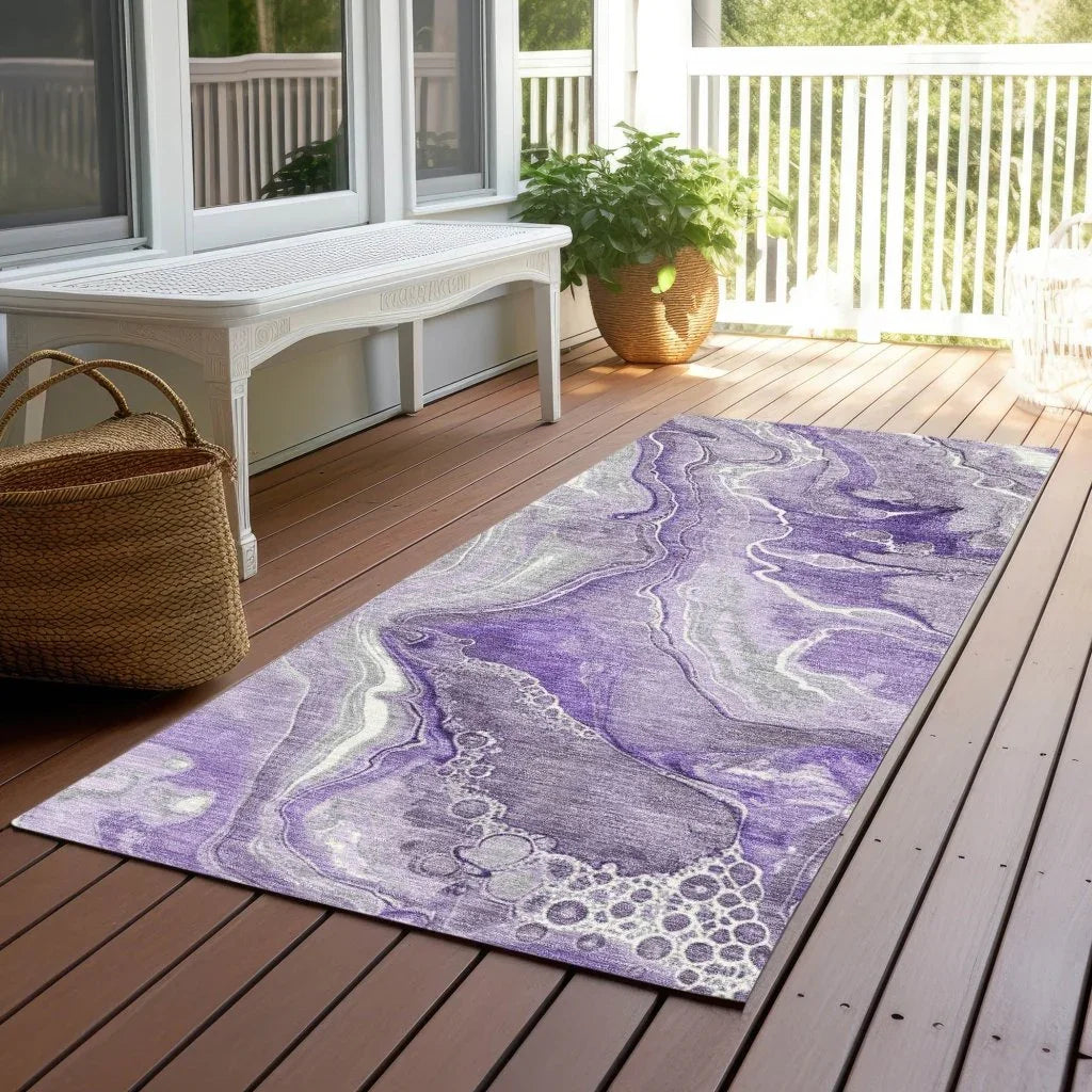 LOOMLAN Rugs Caelara Purple Washable Indoor-Outdoor Rug