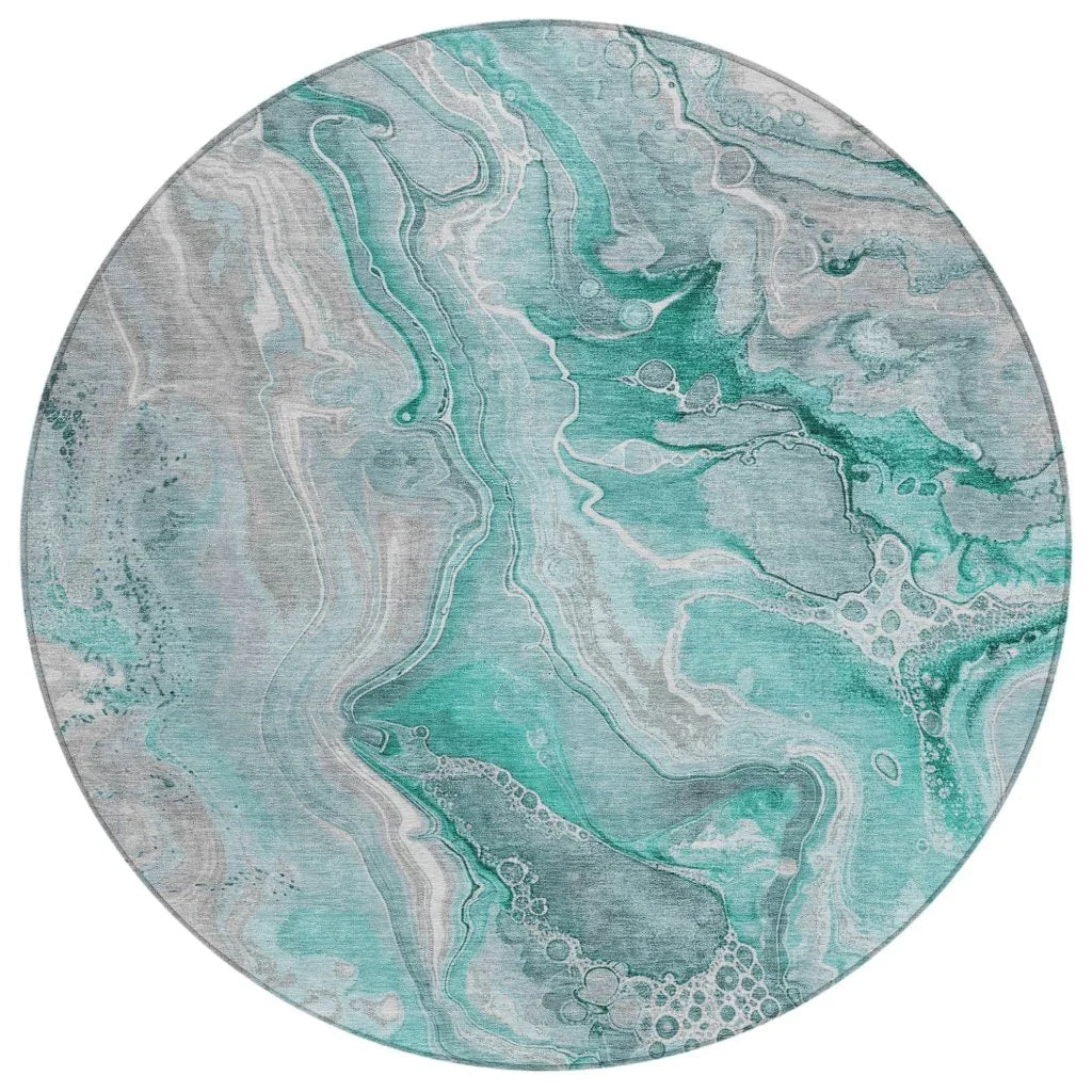 LOOMLAN Rugs Caelara Teal Washable Indoor-Outdoor Rug