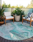 LOOMLAN Rugs Caelara Teal Washable Indoor-Outdoor Rug