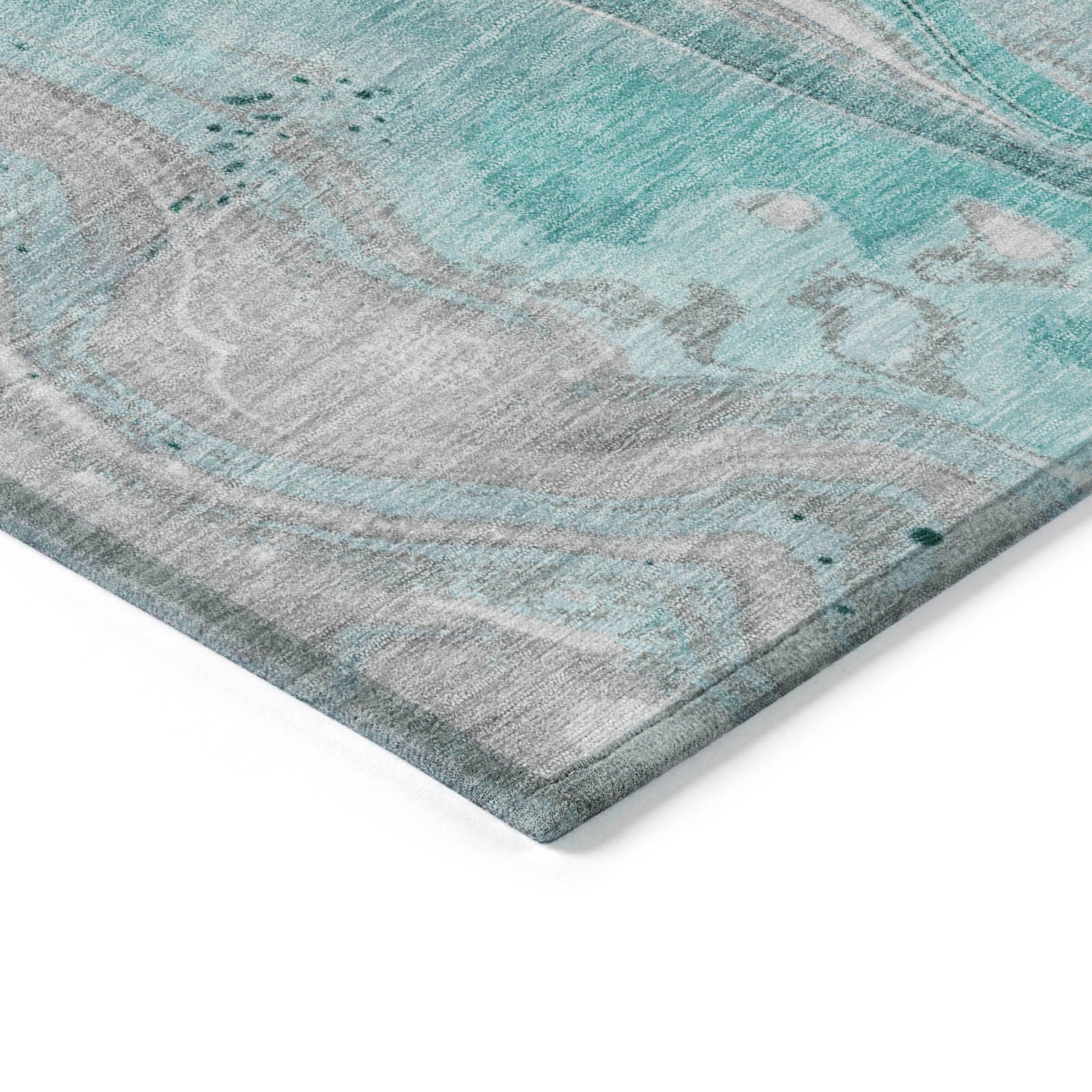 LOOMLAN Rugs Caelara Teal Washable Indoor-Outdoor Rug