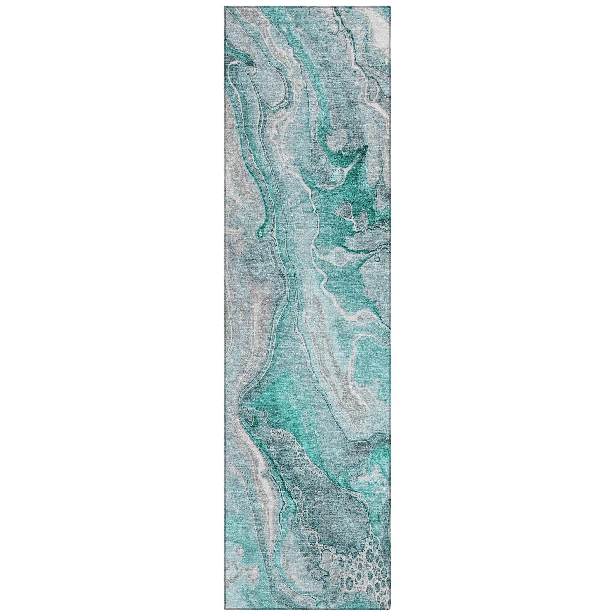 LOOMLAN Rugs Caelara Teal Washable Indoor-Outdoor Rug