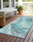 LOOMLAN Rugs Caelara Teal Washable Indoor-Outdoor Rug