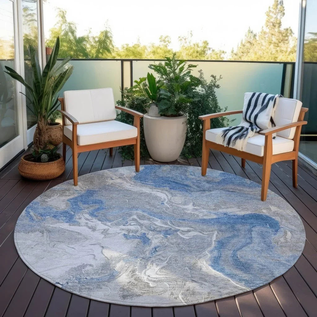 LOOMLAN Rugs Caelaris Blue Washable Indoor-Outdoor Rug