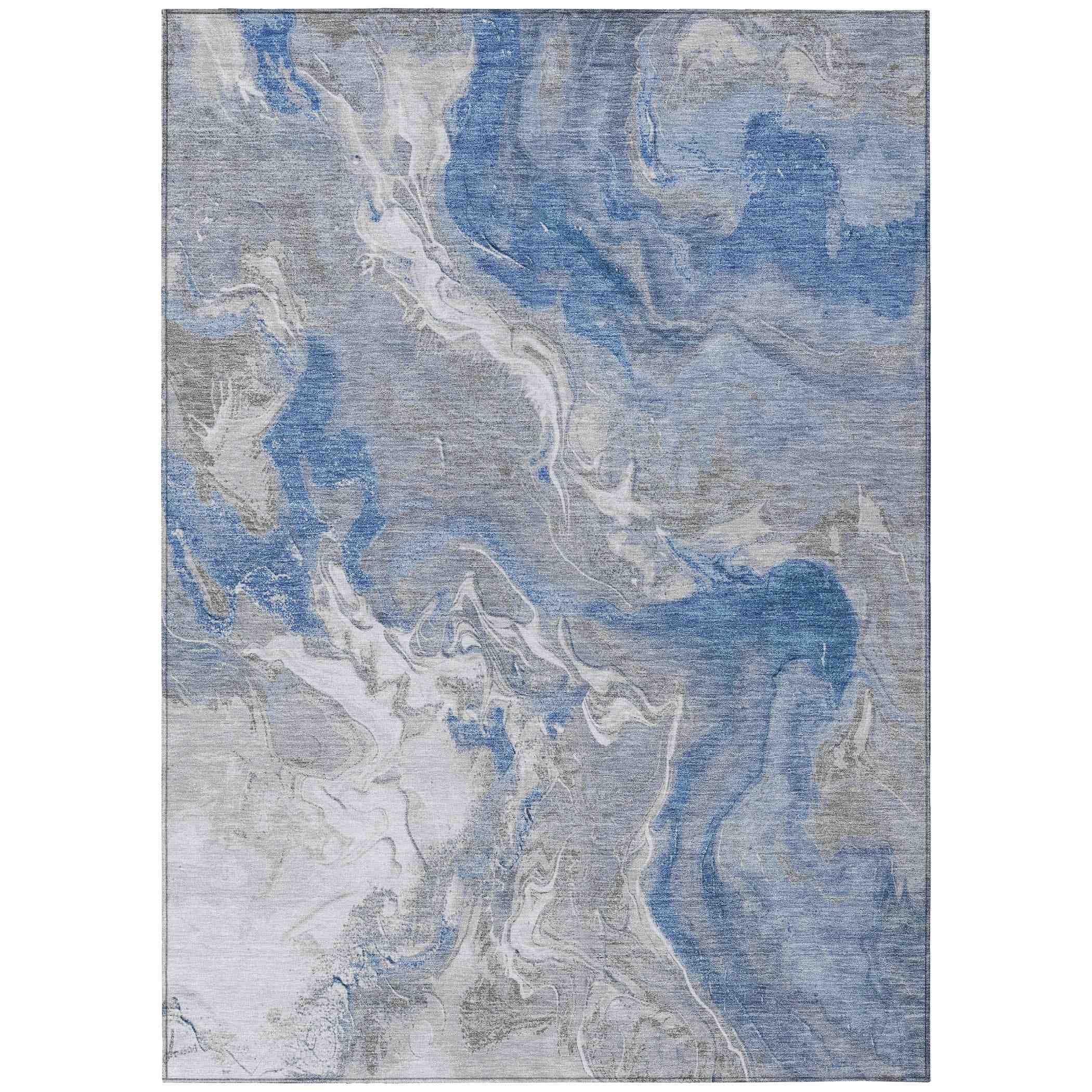 LOOMLAN Rugs Caelaris Blue Washable Indoor-Outdoor Rug