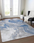 LOOMLAN Rugs Caelaris Blue Washable Indoor-Outdoor Rug