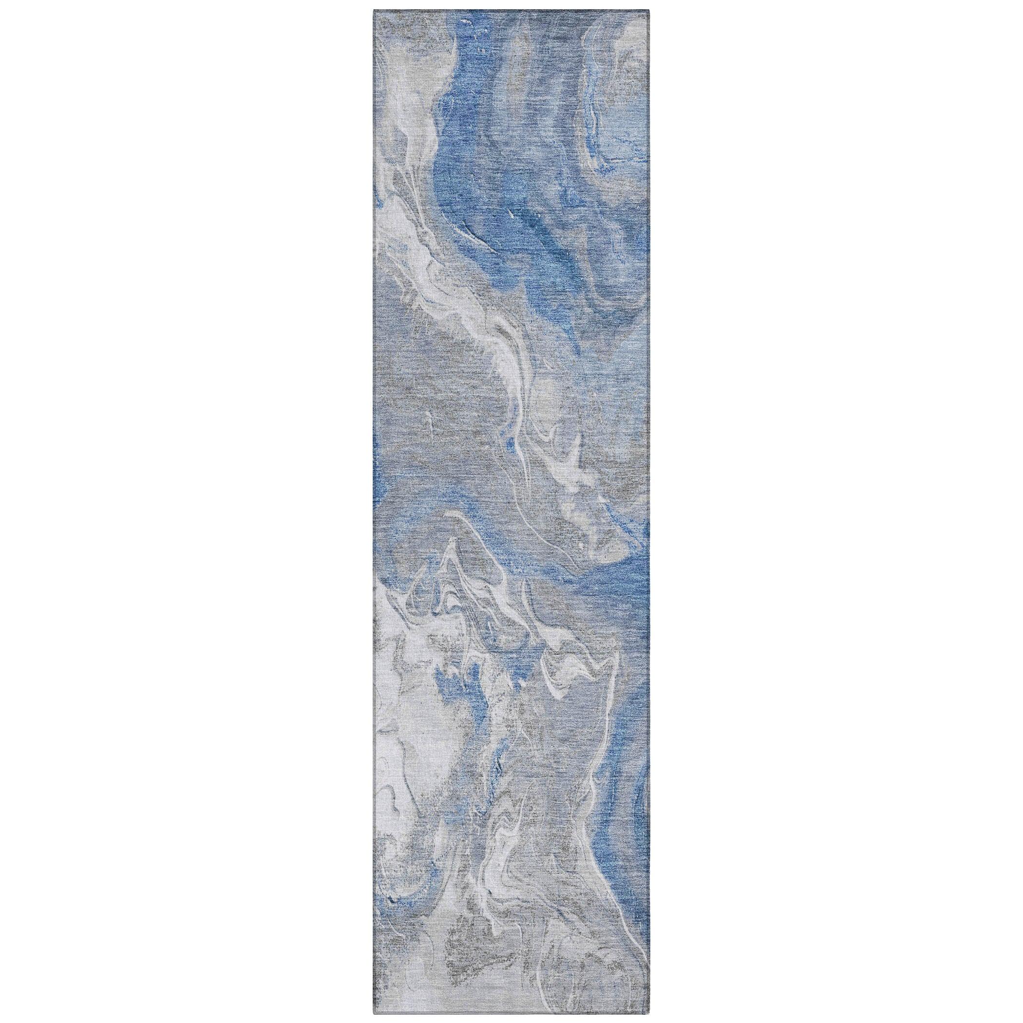 LOOMLAN Rugs Caelaris Blue Washable Indoor-Outdoor Rug