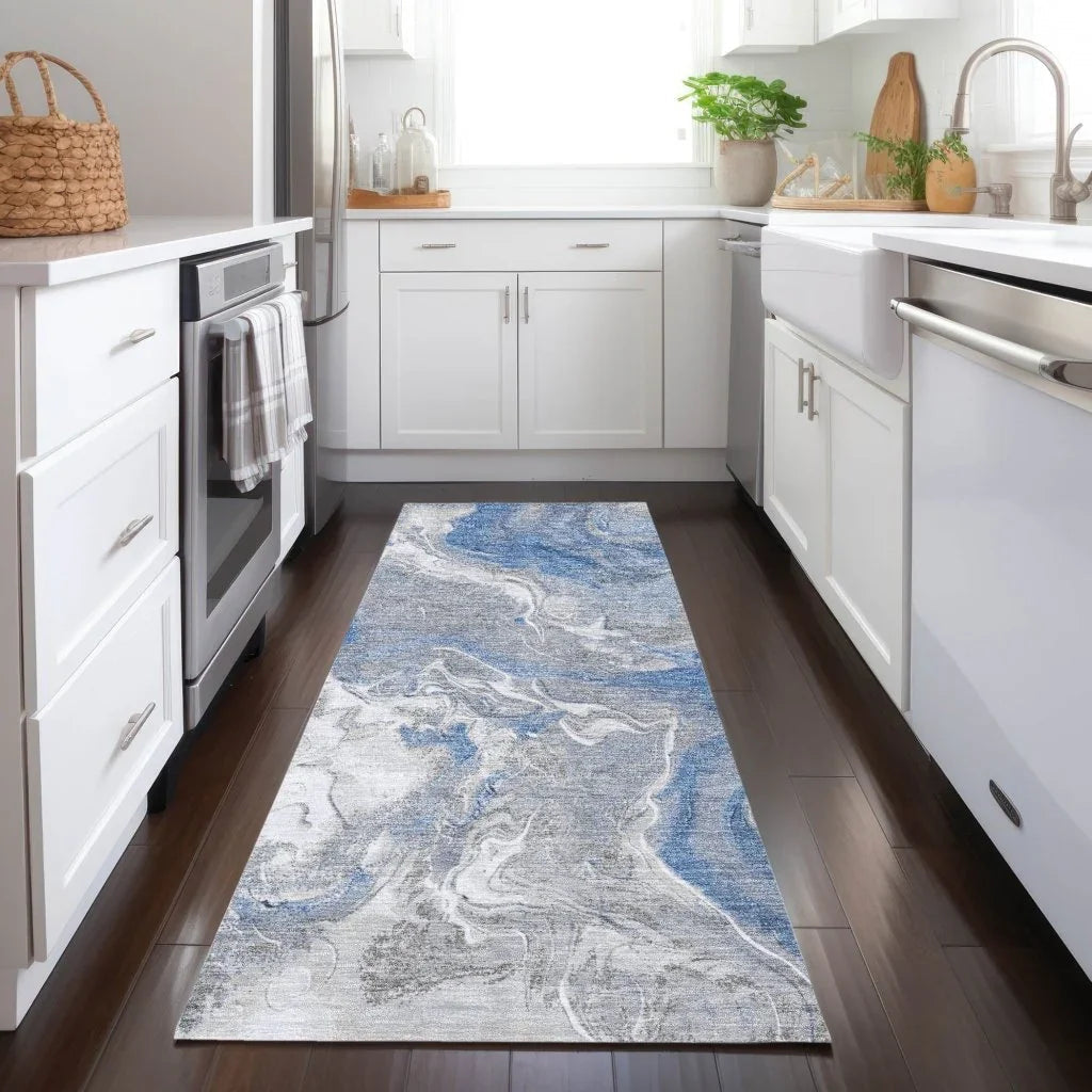 LOOMLAN Rugs Caelaris Blue Washable Indoor-Outdoor Rug