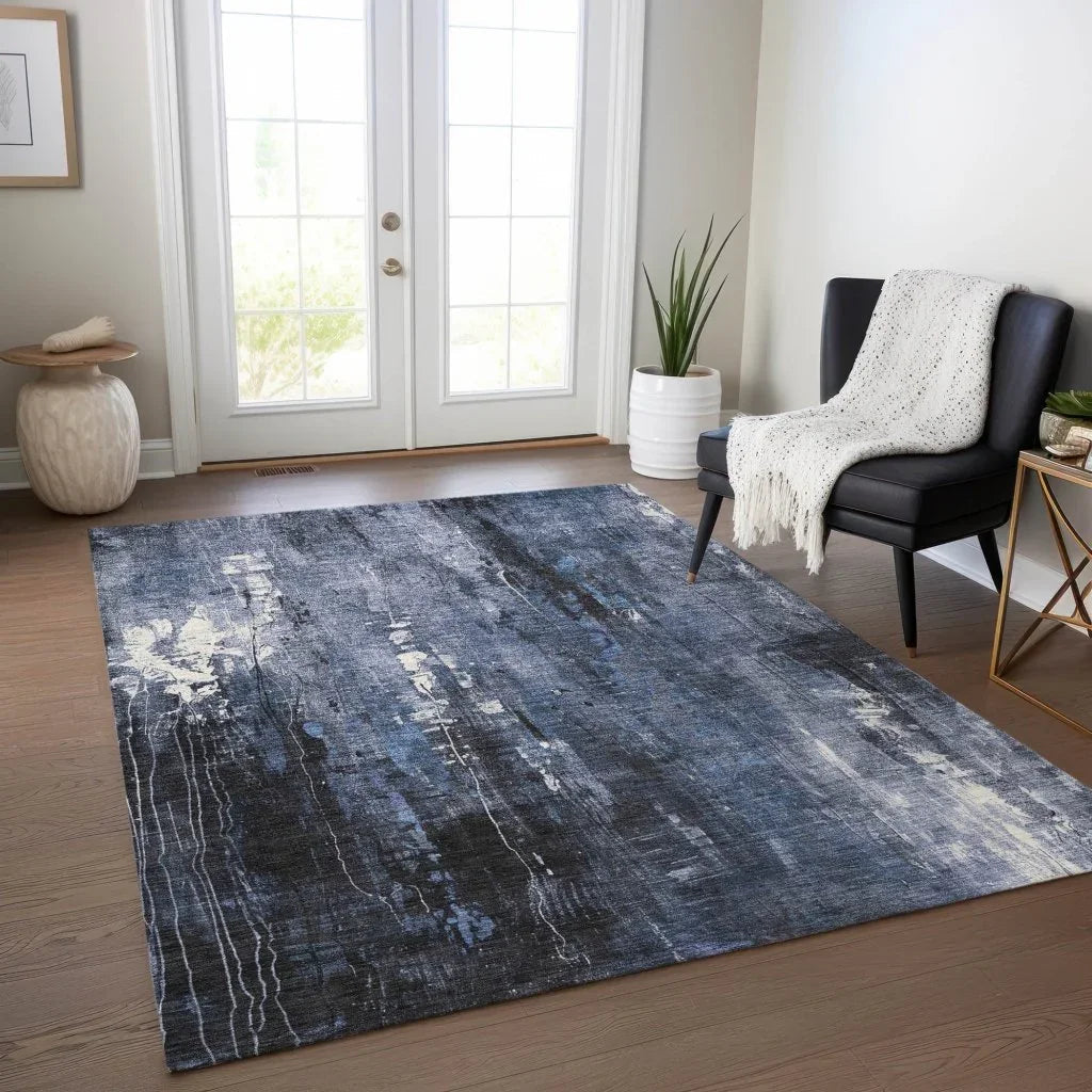 LOOMLAN Rugs Caelion Blue Washable Indoor-Outdoor Rug