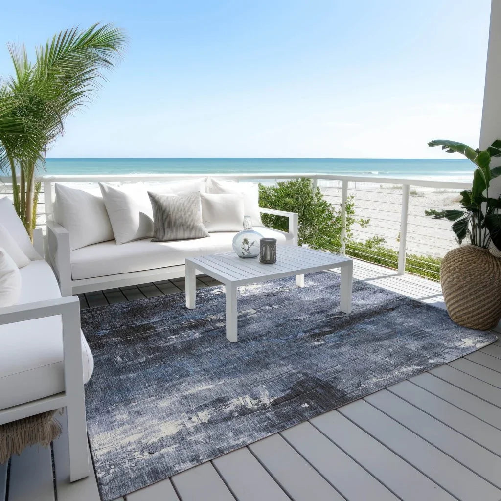 LOOMLAN Rugs Caelion Blue Washable Indoor-Outdoor Rug
