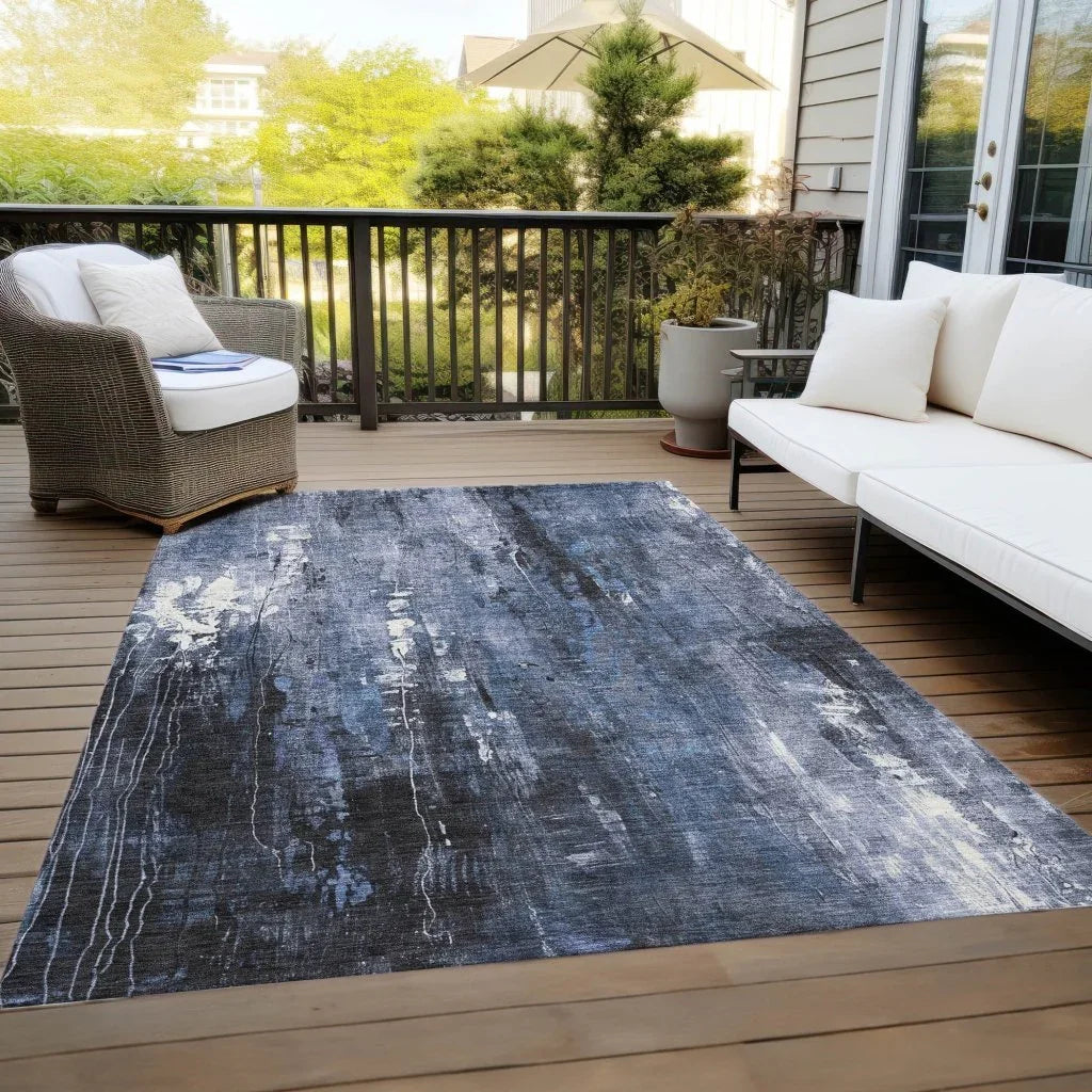 LOOMLAN Rugs Caelion Blue Washable Indoor-Outdoor Rug