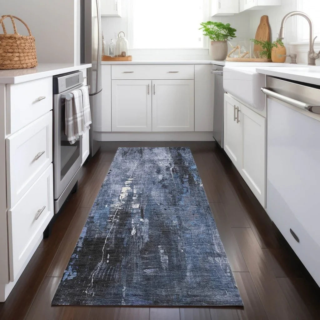LOOMLAN Rugs Caelion Blue Washable Indoor-Outdoor Rug