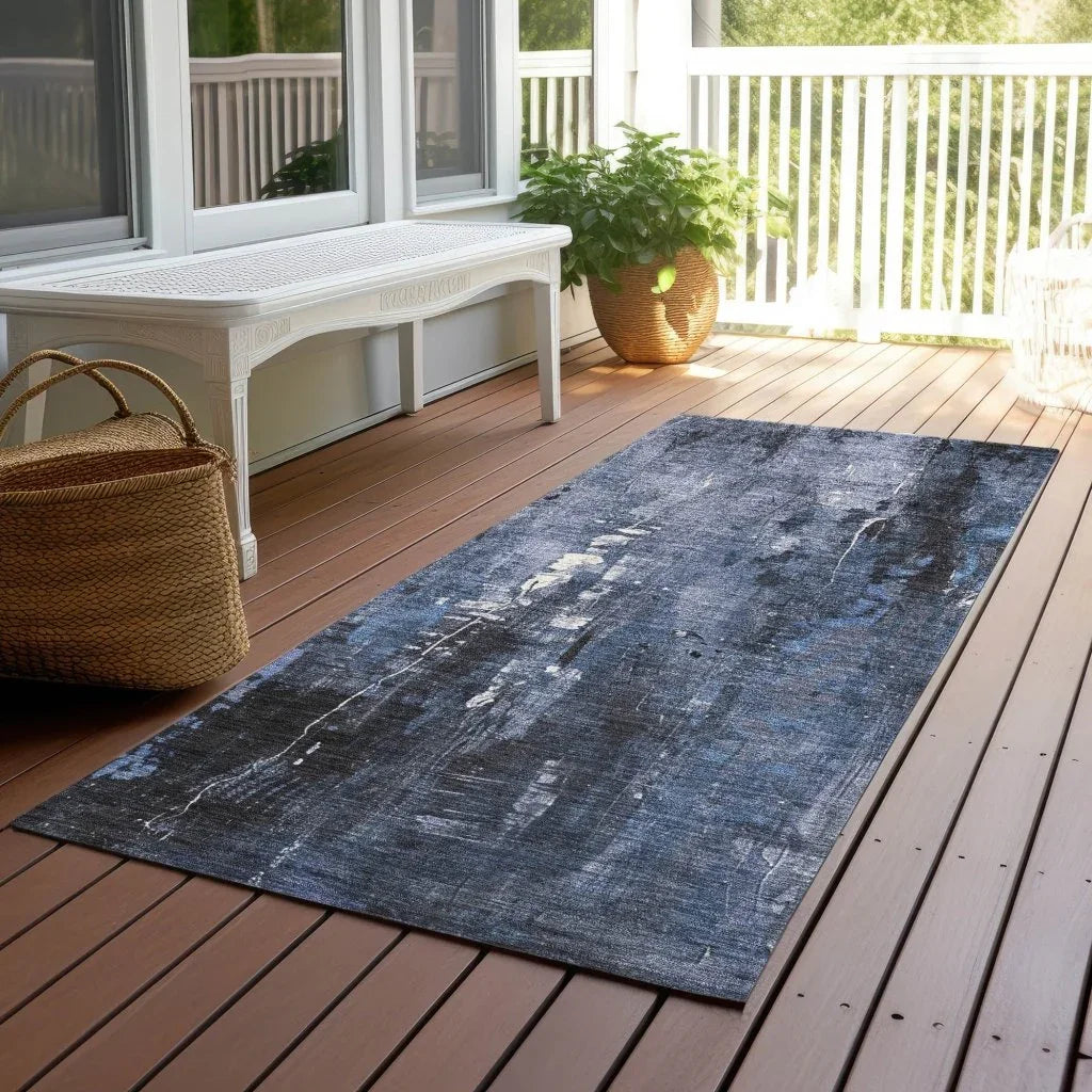 LOOMLAN Rugs Caelion Blue Washable Indoor-Outdoor Rug
