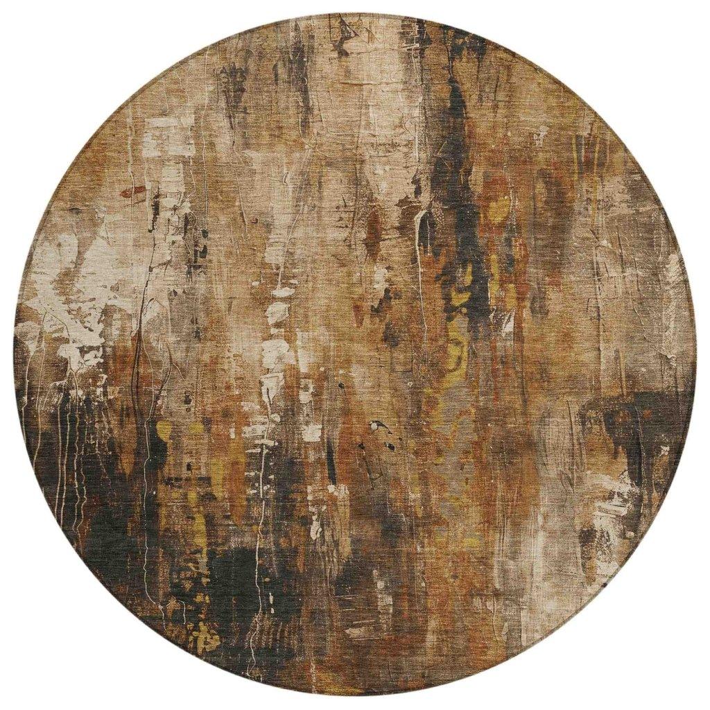 LOOMLAN Rugs Caelion Brown Washable Indoor-Outdoor Rug