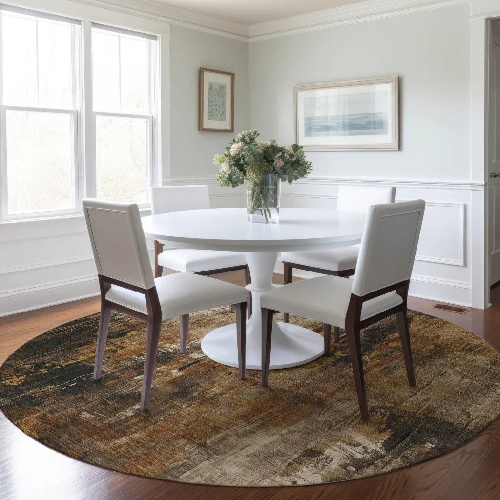 LOOMLAN Rugs Caelion Brown Washable Indoor-Outdoor Rug